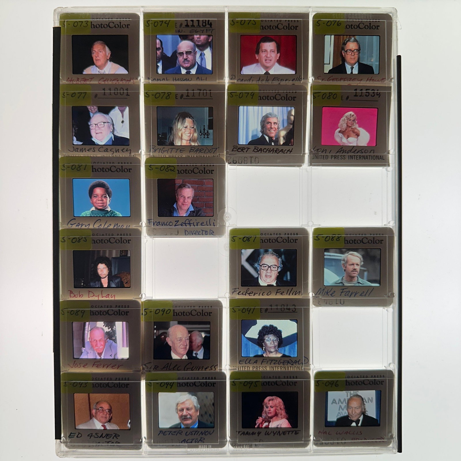 Collection of Celebrity and Public Figure Press Photo Slides Loni Anderson Bob Dylan Gary Coleman (1 of 10)
