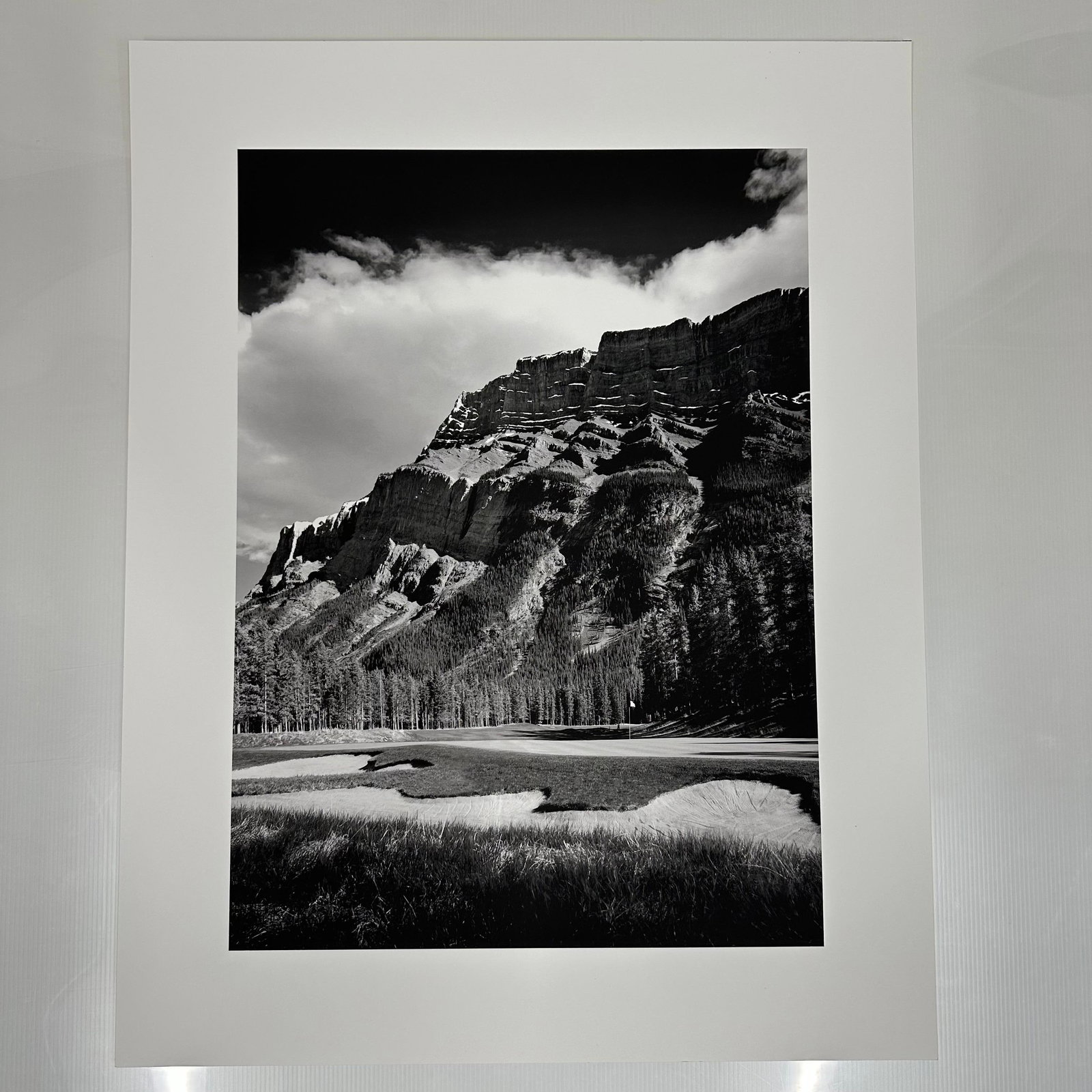 Black and White Landscape Photograph Print Mountain and Golf Course Scene Large Format B (1 of 5)