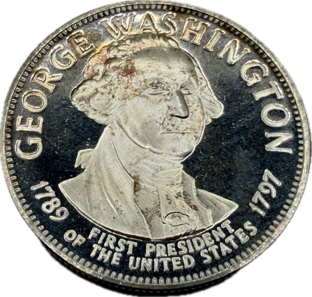George Washington Sterling Silver Presidential Coin: These coins have been tested and researched to the best of our ability prior to listing. Please view photos, as they are a part of the condition. DETAILS: Metal - .925 Sterling Silver Tested - Yes Siz
