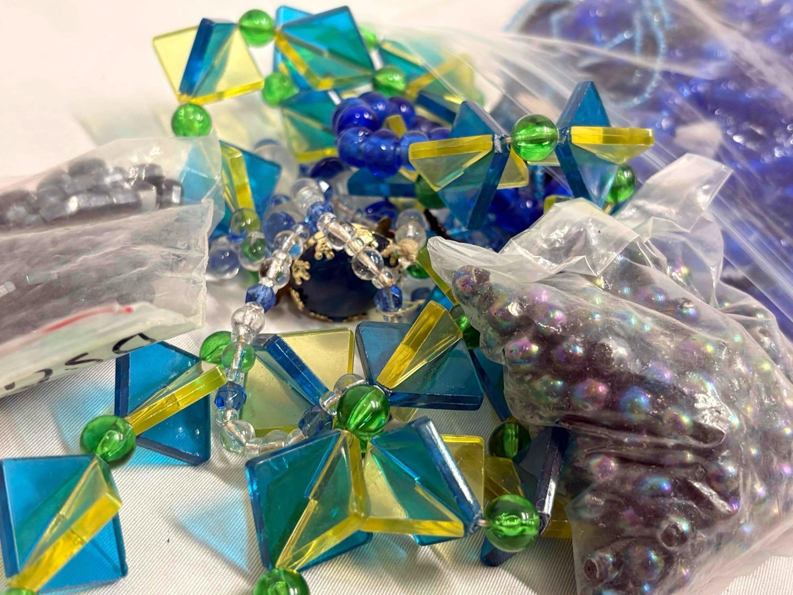 Over a Pound of Blue Toned Charms, Beads, Broken Costume Jewelry and More (1 of 8)