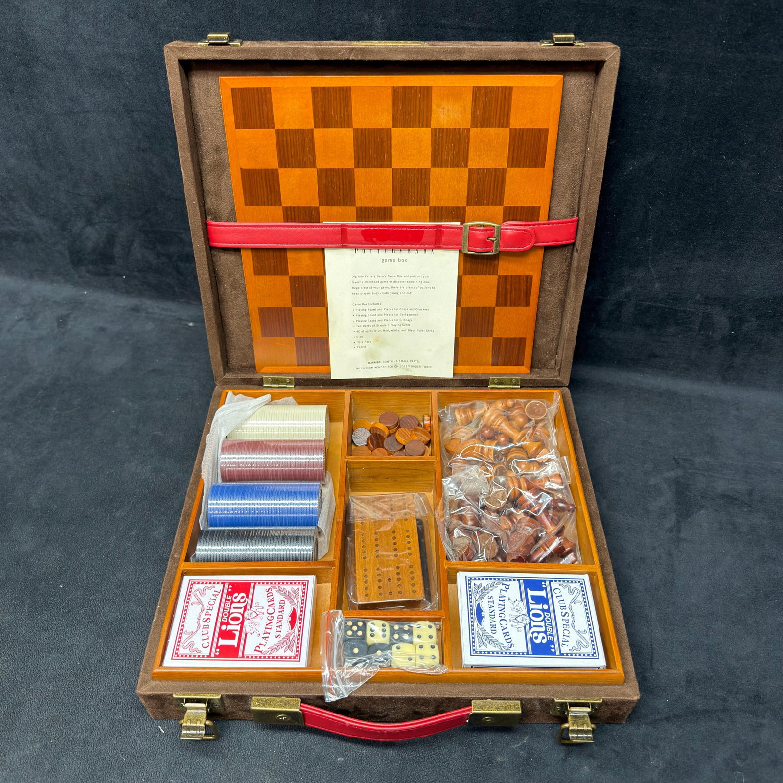 Pottery Barn Multi-Game Box Chess Checkers Backgammon Cribbage Set (1 of 10)