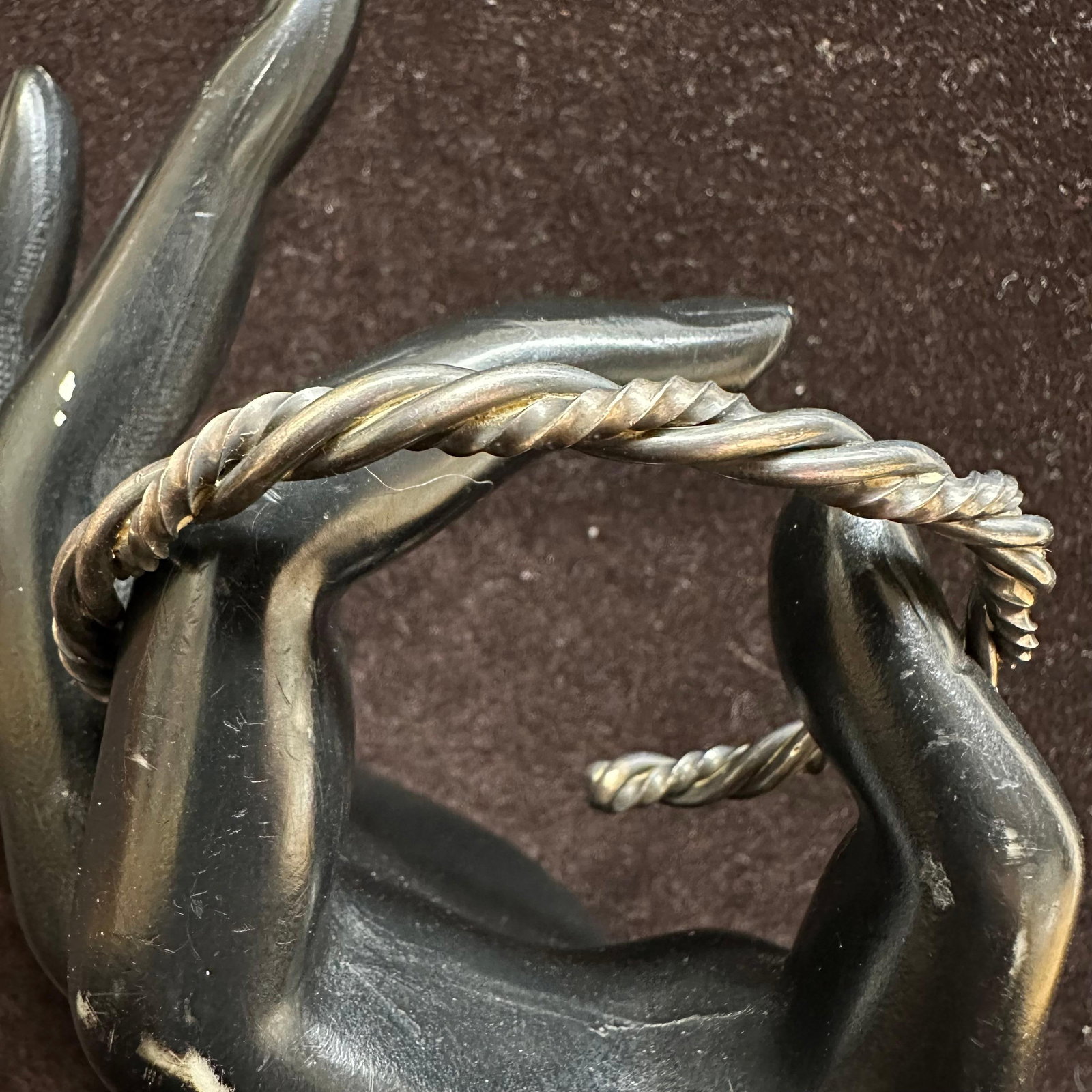 Twisted Silverwork Cable Cuff Silver Bracelet Unmarked Bangle (1 of 7)