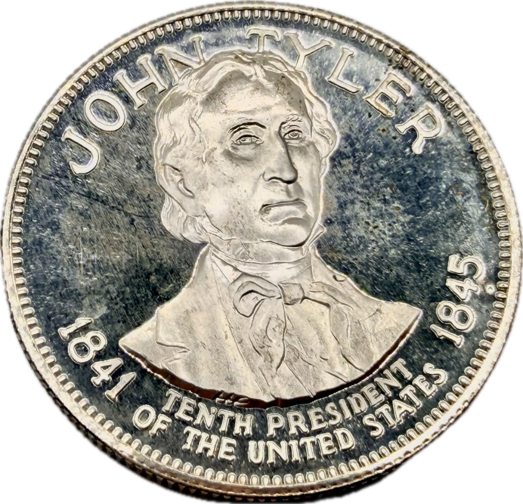 John Tyler Sterling Silver Presidential Coin: These coins have been tested and researched to the best of our ability prior to listing. Please view photos, as they are a part of the condition. DETAILS: Metal - .925 Sterling Silver Tested - Yes