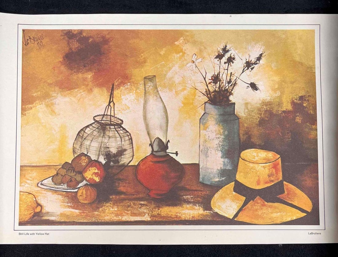 Still life With Yellow Hat Print By LaBruliere: This lot contains a "Still life With Yellow Hat" Print By LaBruliere. It is approx 9 1/4" x 16 3/4". Total weight is 0.5oz. Overall the print is in good used condition with some minor marks along