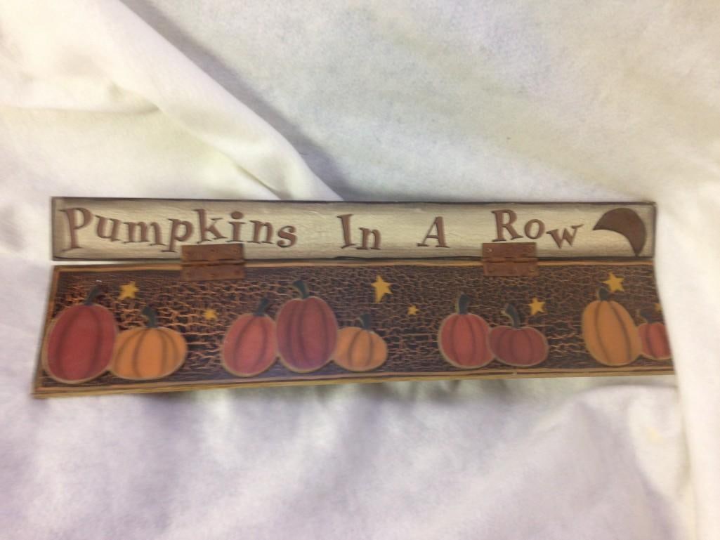 NOS-Halloween Decor wood Sign-Pumpkins in a Row-lot 3 Debbie Bryan Collection (1 of 3)