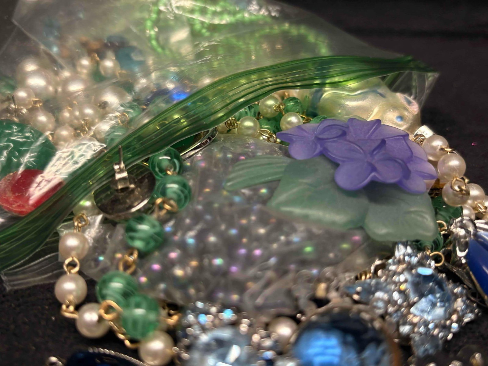 Over 10 Ounces of Pastel Blue and Green Beads Charms Broken Costume Jewelry and more (1 of 5)