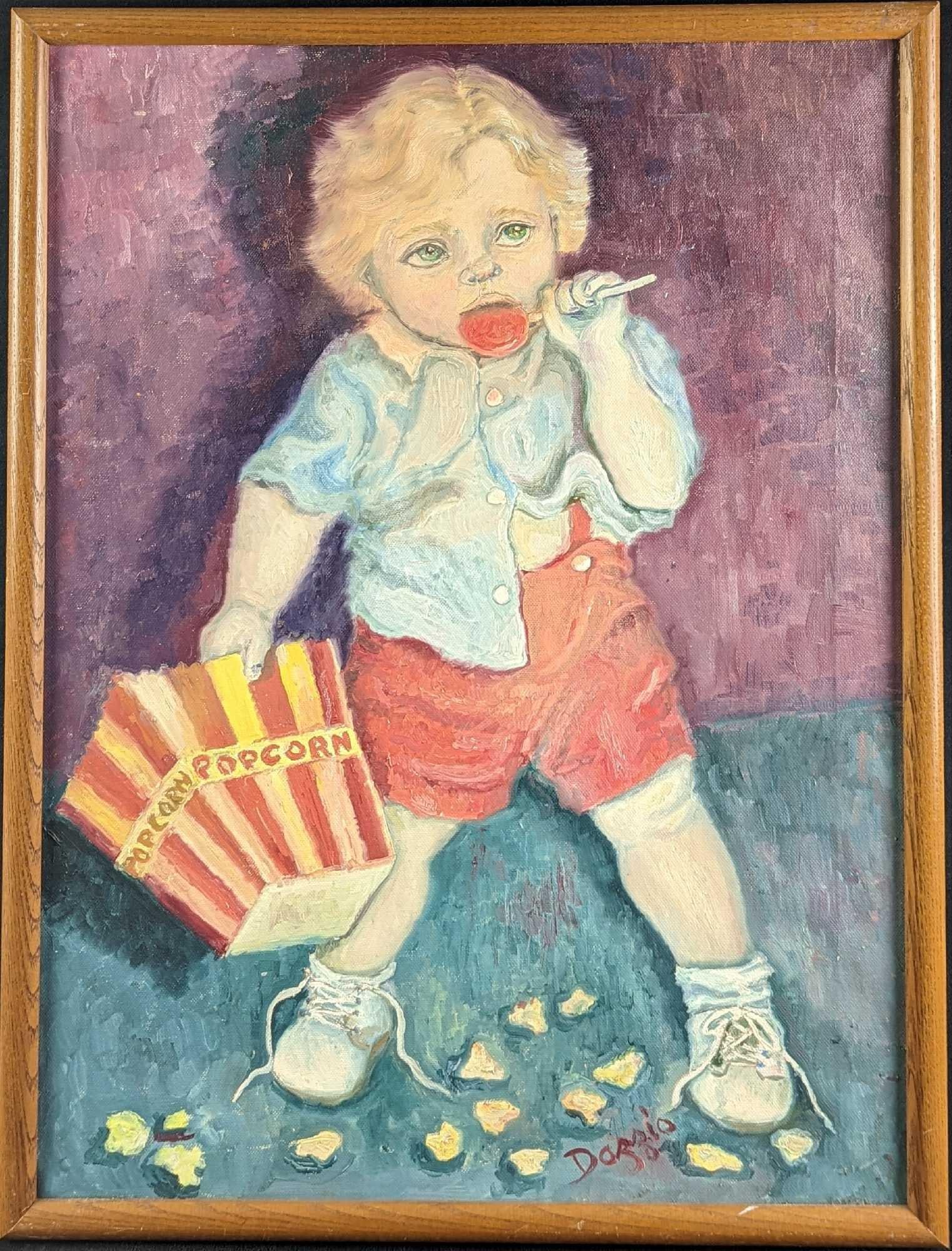 Original Framed Judith Dazzio Acrylic On Canvas: Original Framed Judith Dazzio Acrylic On Canvas. The original is approx 19" x 1" x 25" and it weighs 2.5lbs. The framed original is in a good, used condition with some creases on the canva