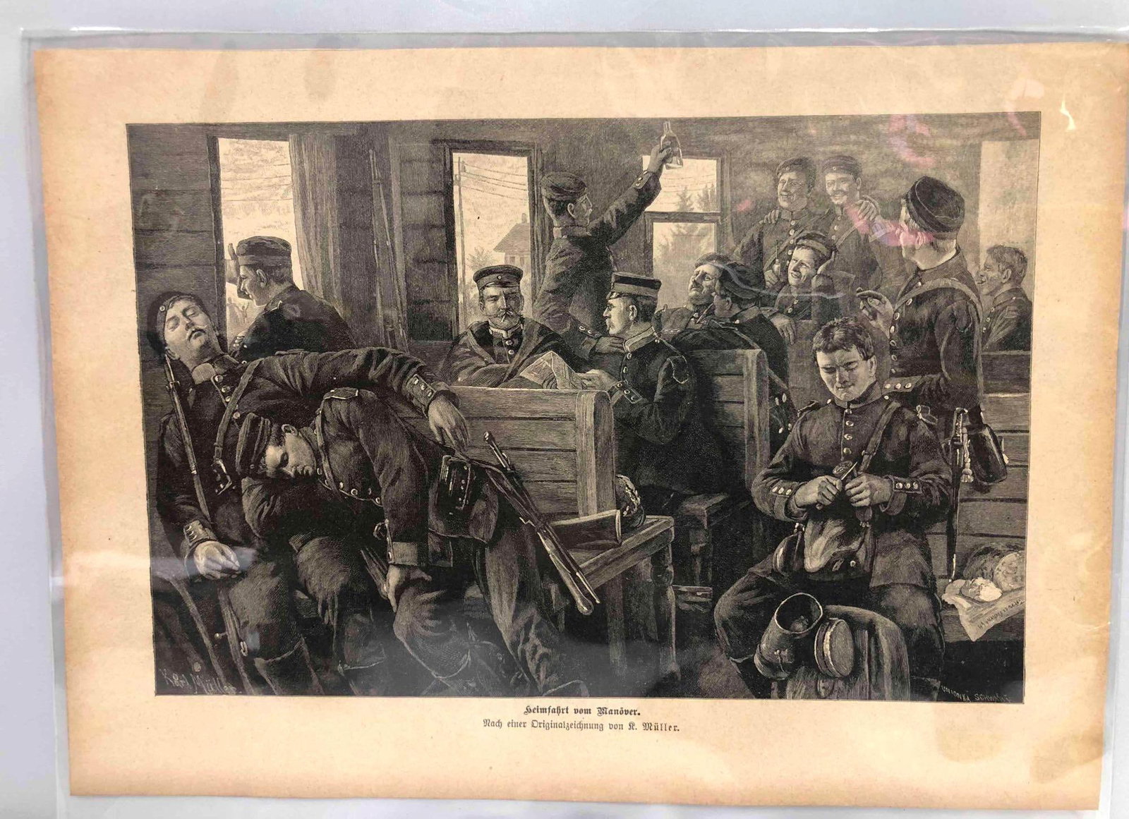 Print Of Drawing "Driving Home From The Maneuver" Based On An Original Drawing By K. Muller (1 of 7)
