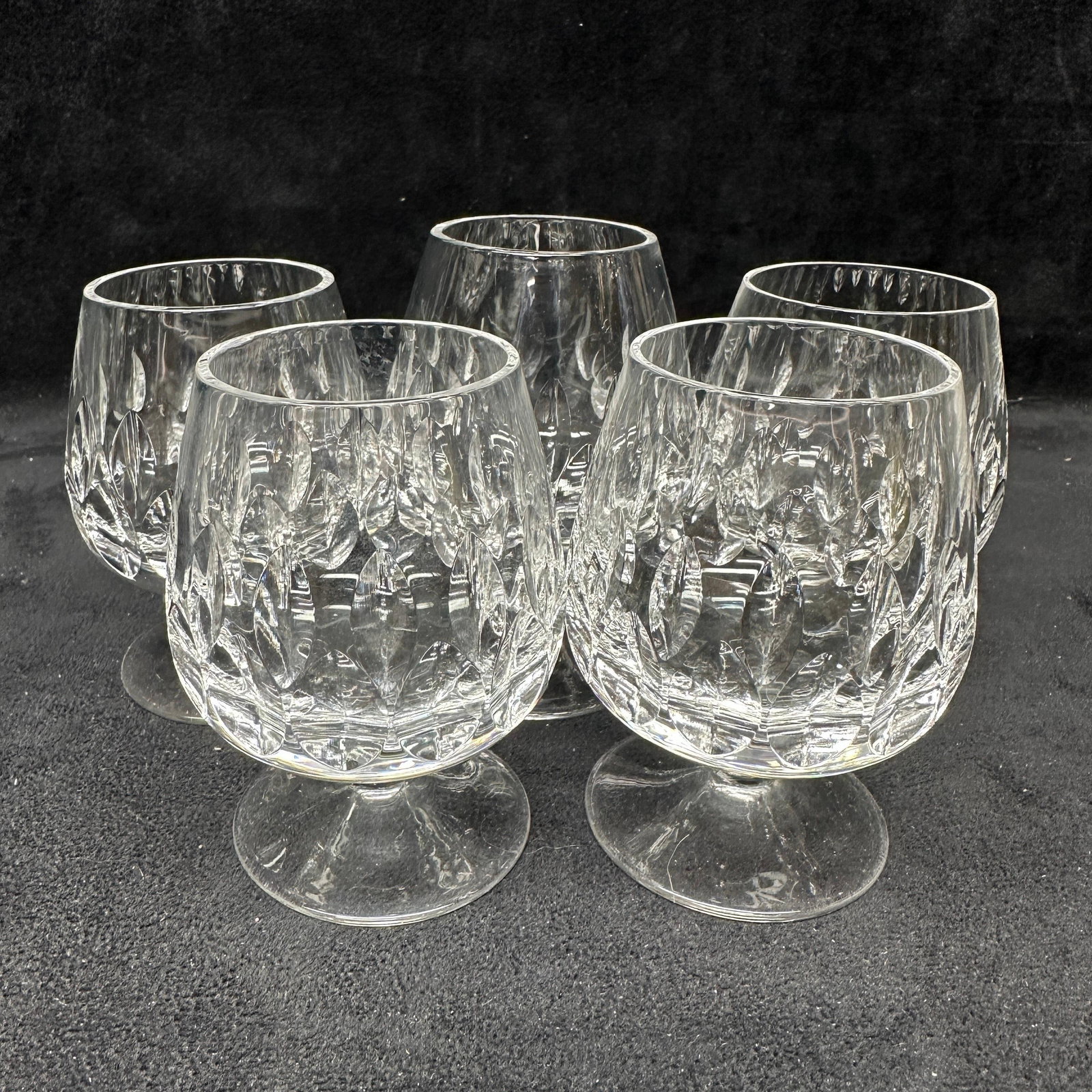 Group of Five Cut Crystal Brandy Snifter Glasses (1 of 4)