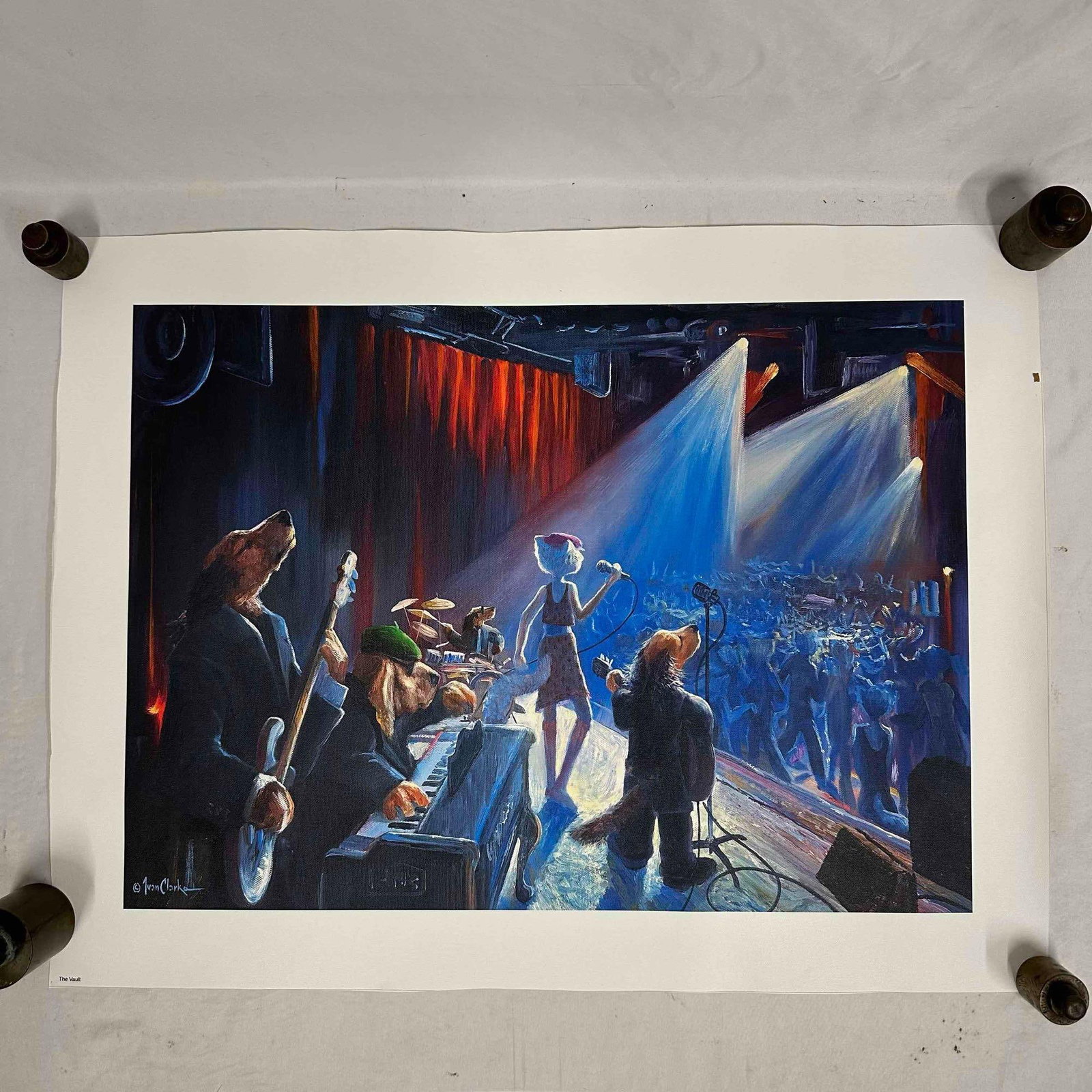Ivan Clarke Lonely Dog Series The Vault Small Giclee on Canvas A: Ivan Clarke Lonely Dog Series The Vault Small Giclee on Canvas A. Giclee on canvas print titled The Vault by Ivan Clarke. This small (22" x 16") art piece is a high quality print