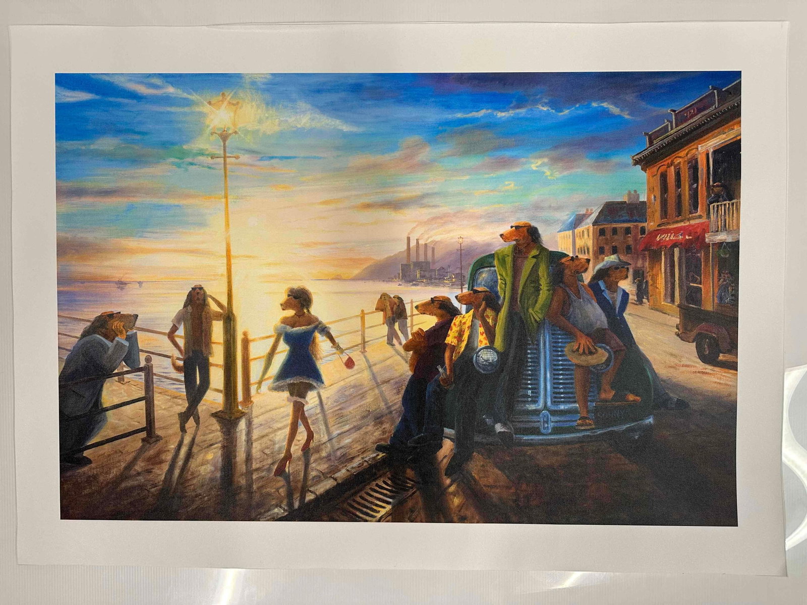 Lonely Dog Ivan Clarke The Blue Dress Medium Giclee on Canvas B: The Blue Dress Medium Giclee on Canvas Lonely Dog Ivan Clarke. Giclee on canvas print titled The Blue Dress by Ivan Clarke. This medium (30" x 19 3/4") art piece is a high quality print after 