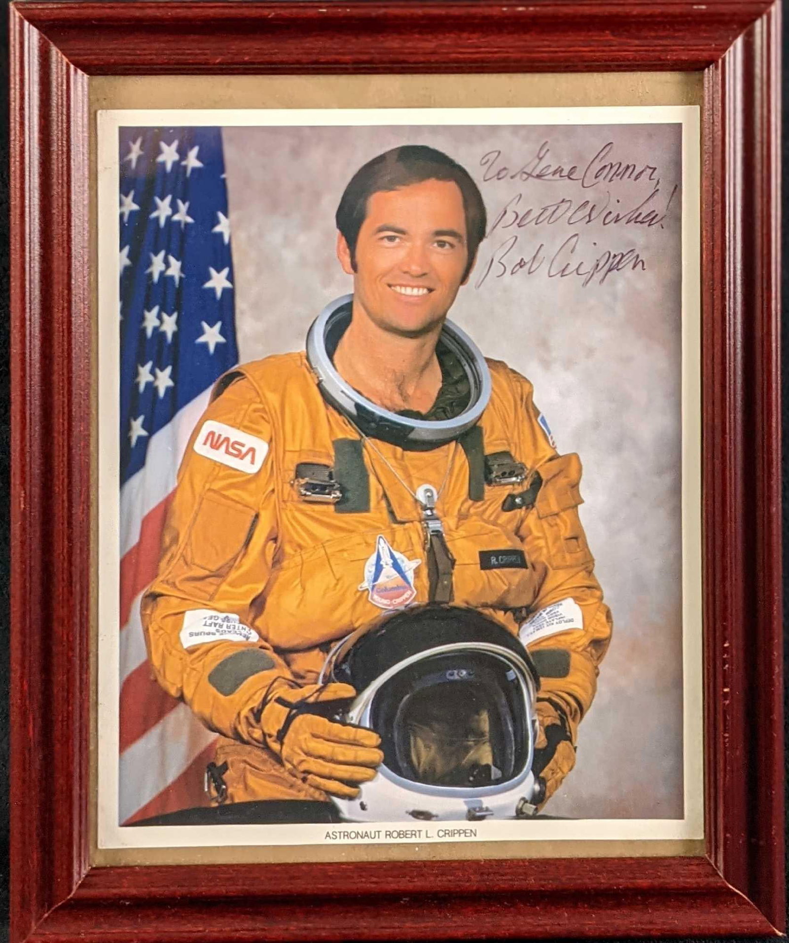Framed Autographed Robert L Crippen Astronaut Photo