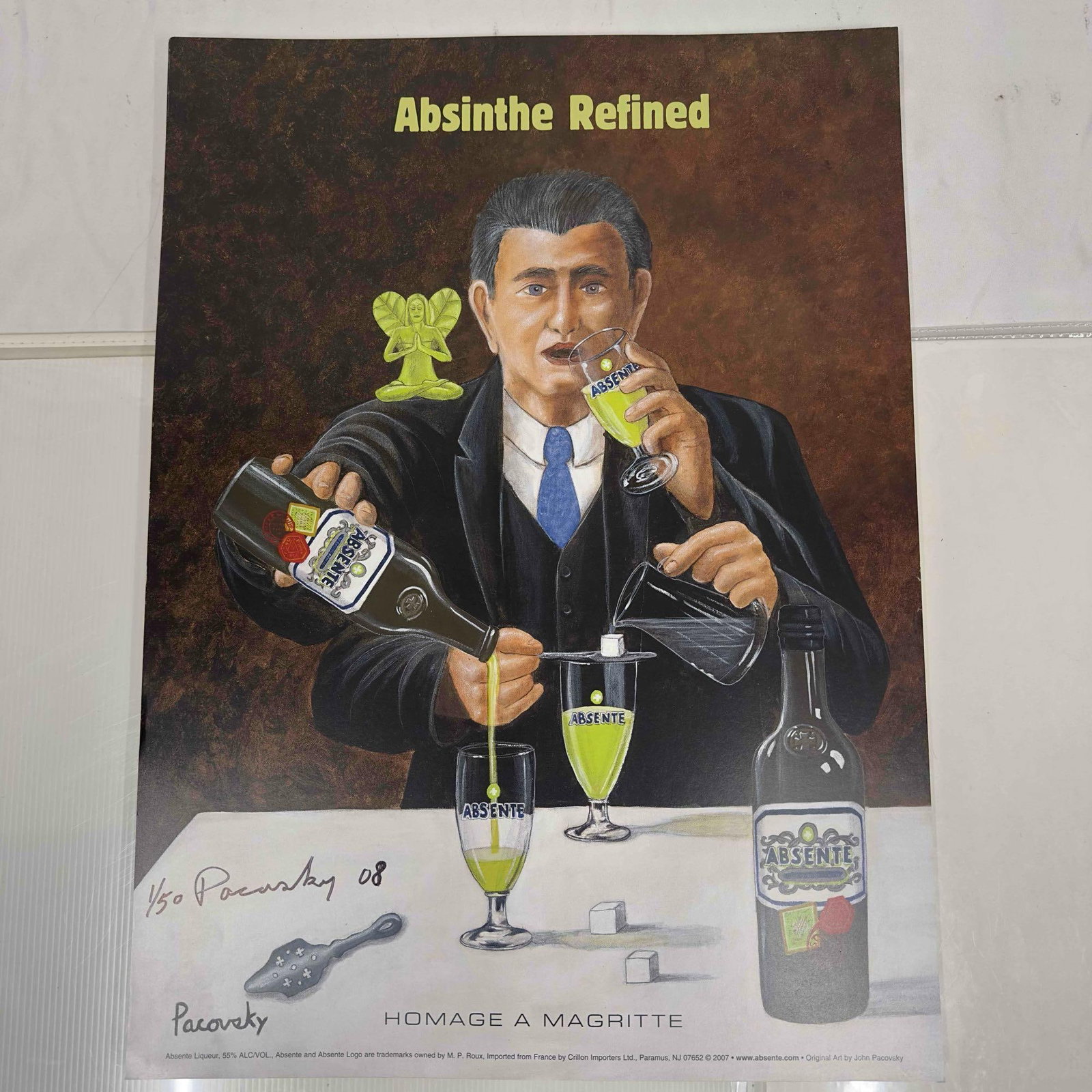 Absinthe Refined Ad Poster Homage A Magritte by John Pacovsky Hand Signed and Numbered 48 (1 of 8)