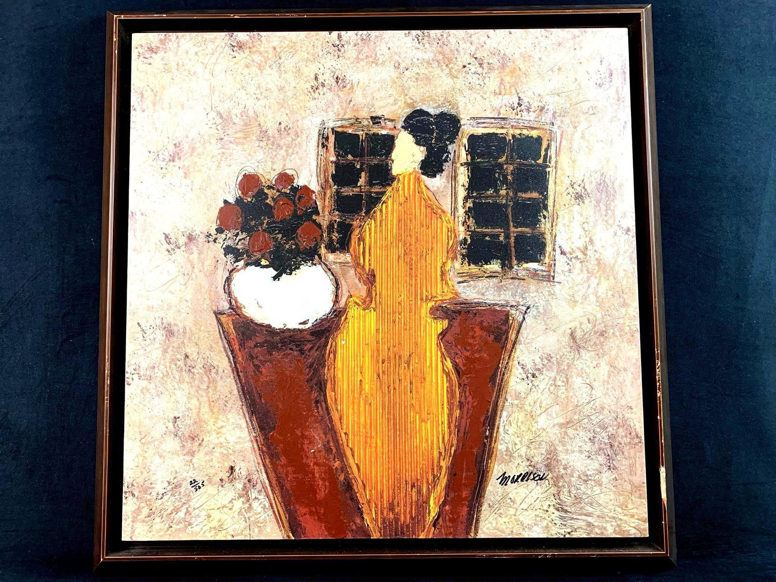 Canvas Print Woman By Windows With Flowers (1 of 8)