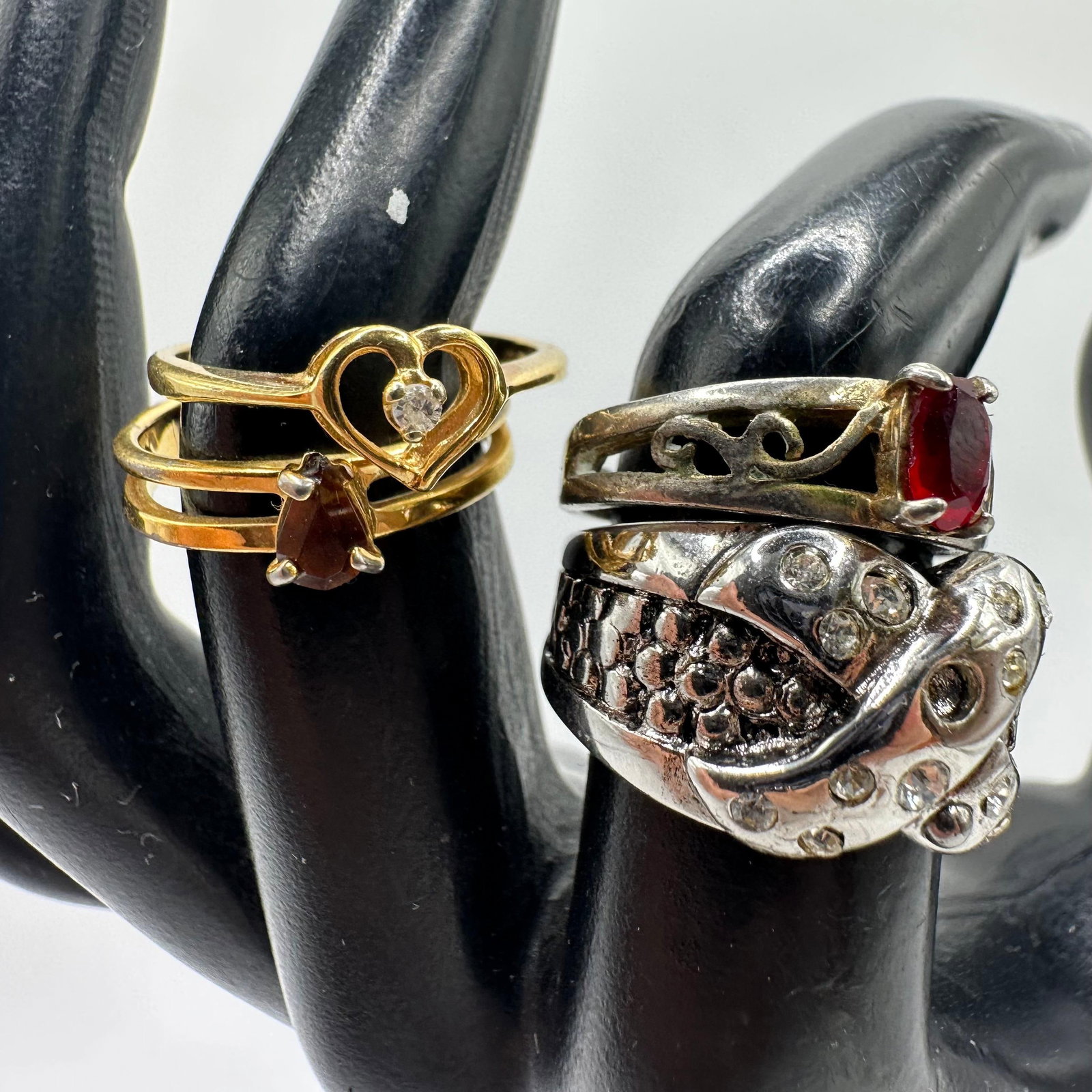 Gold Electroplate Jewelry Rings Diamond and Gemstone Accents Ring Lot (1 of 11)