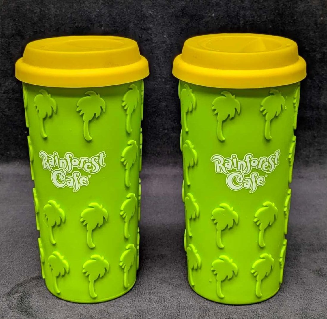 2 Rainforest Cafe Silicone Grip Palm Tree Coffee Tumblers A (1 of 6)