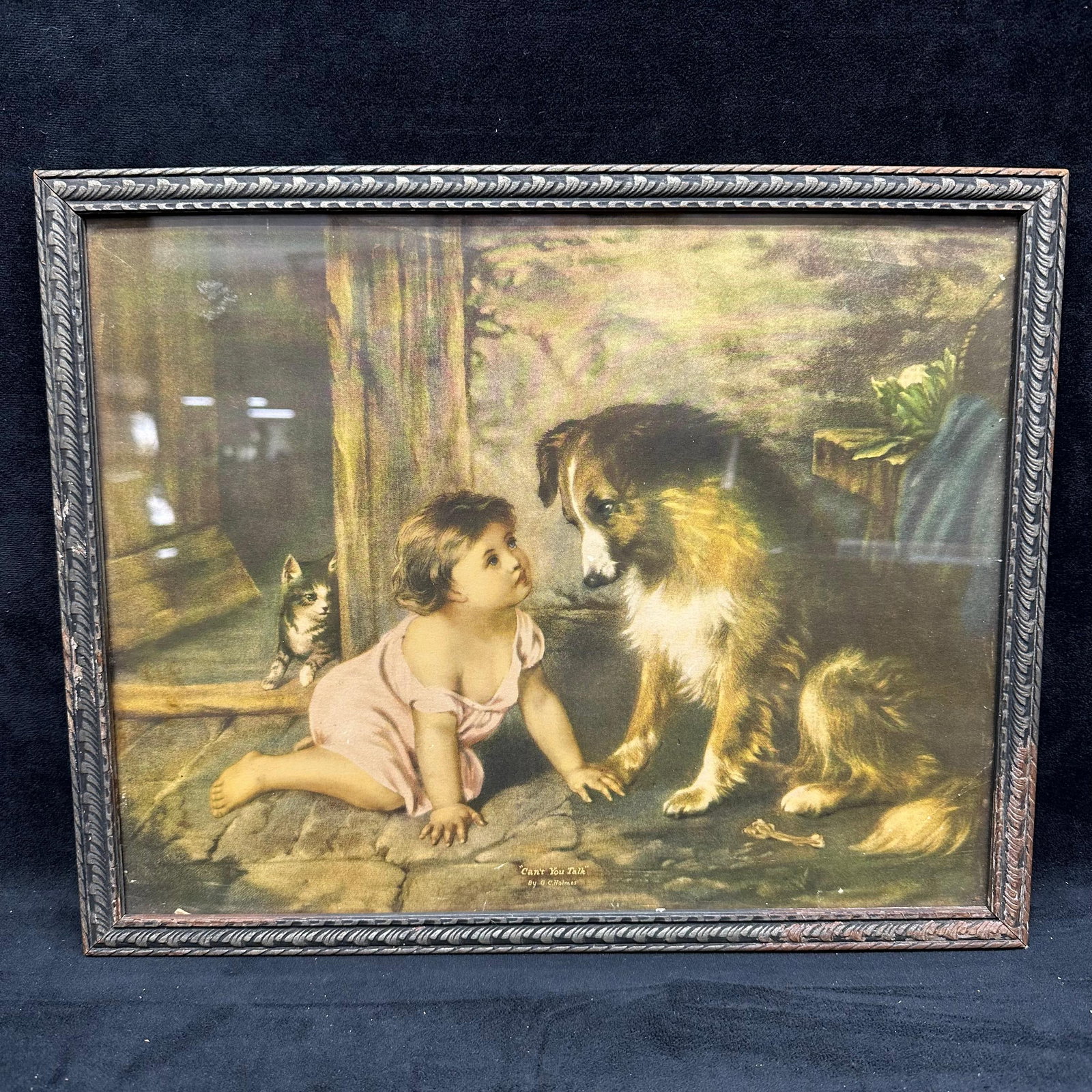 Framed Print Cant You Talk After G.A. Holmes Child and Dog Scene (1 of 4)