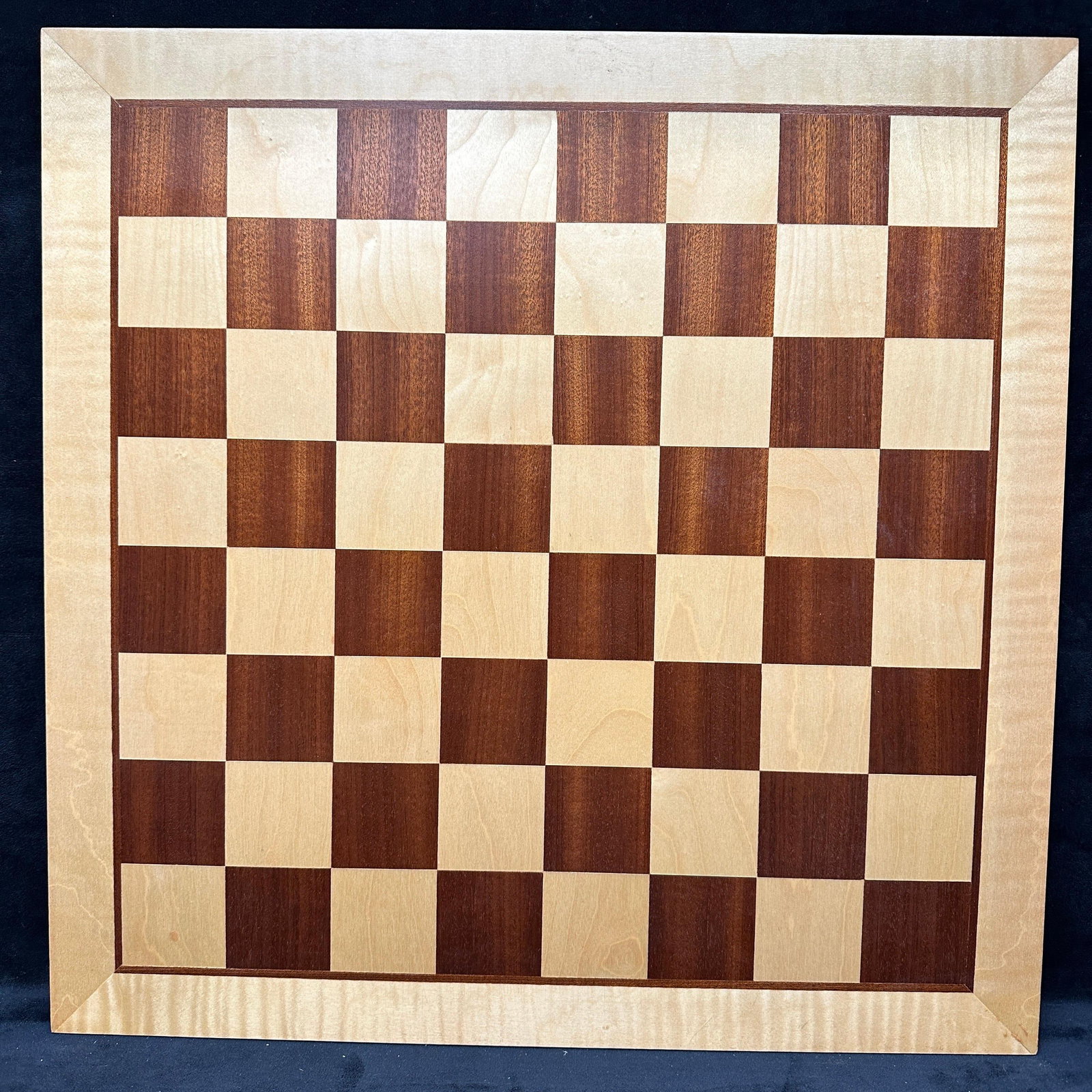 Handcrafted Wooden Chess Board Inlaid Light and Dark Wood Squares Poland (1 of 4)