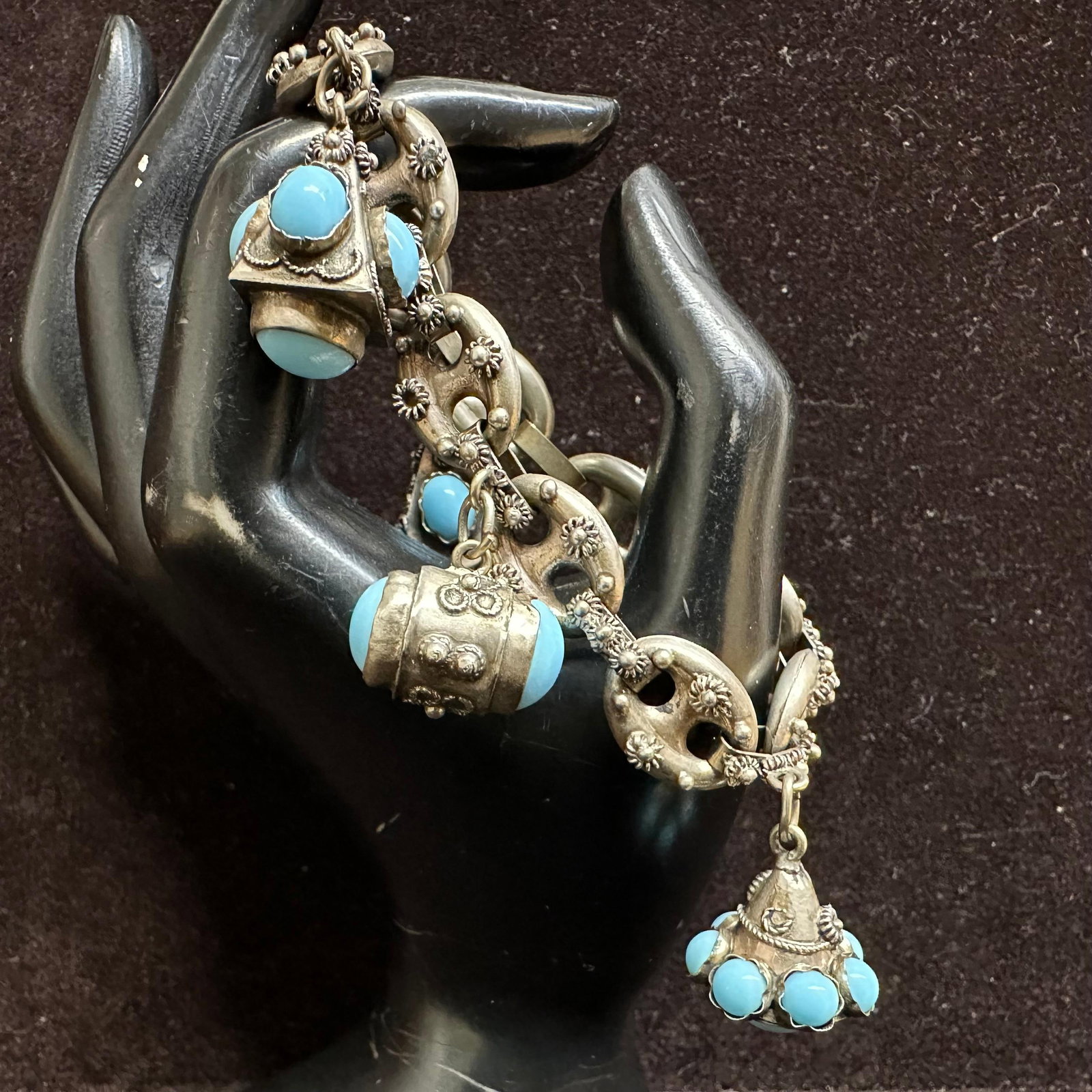 Italy Etruscan Revival Style 800 Silver Charm Bracelet R20 (1 of 6)
