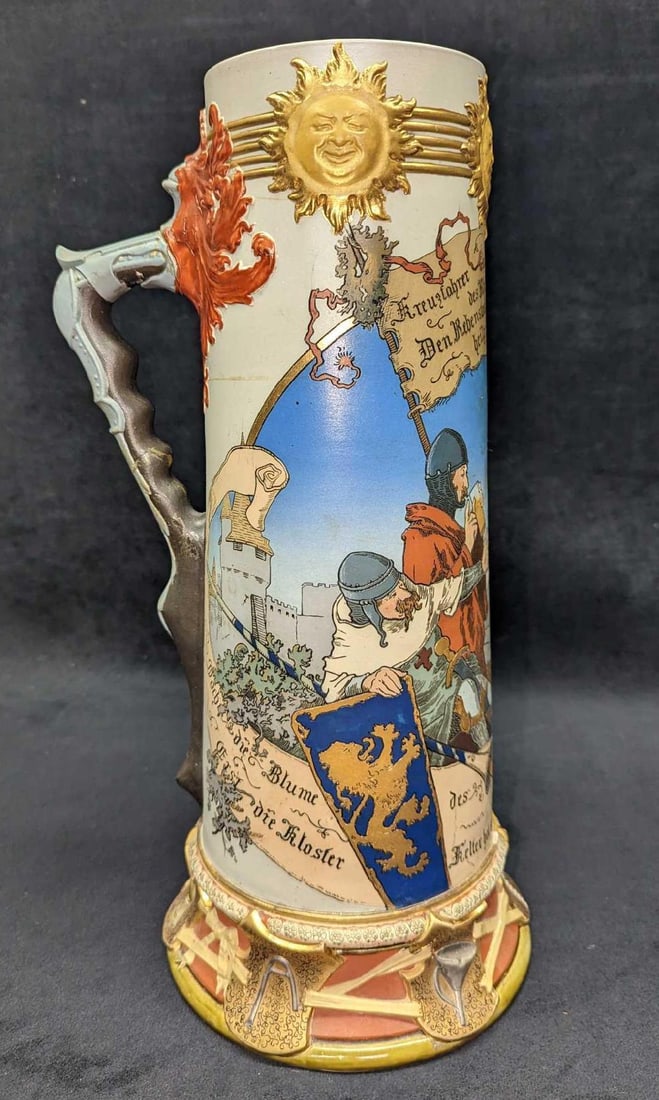 Vintage Mettlach Wine Earned Crusaders & Monks Stein (1 of 11)