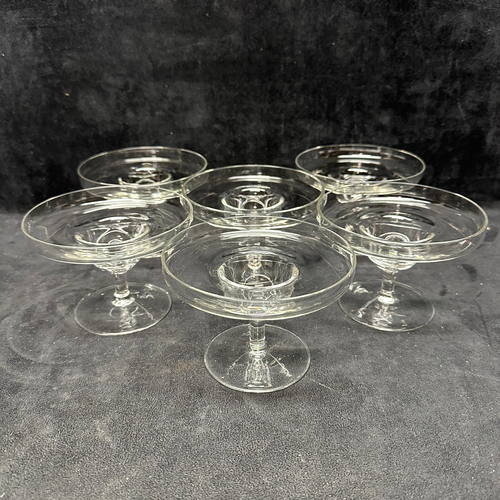 Set of 6 Clear Glass Champagne Coupe Dessert Sherbet Glasses