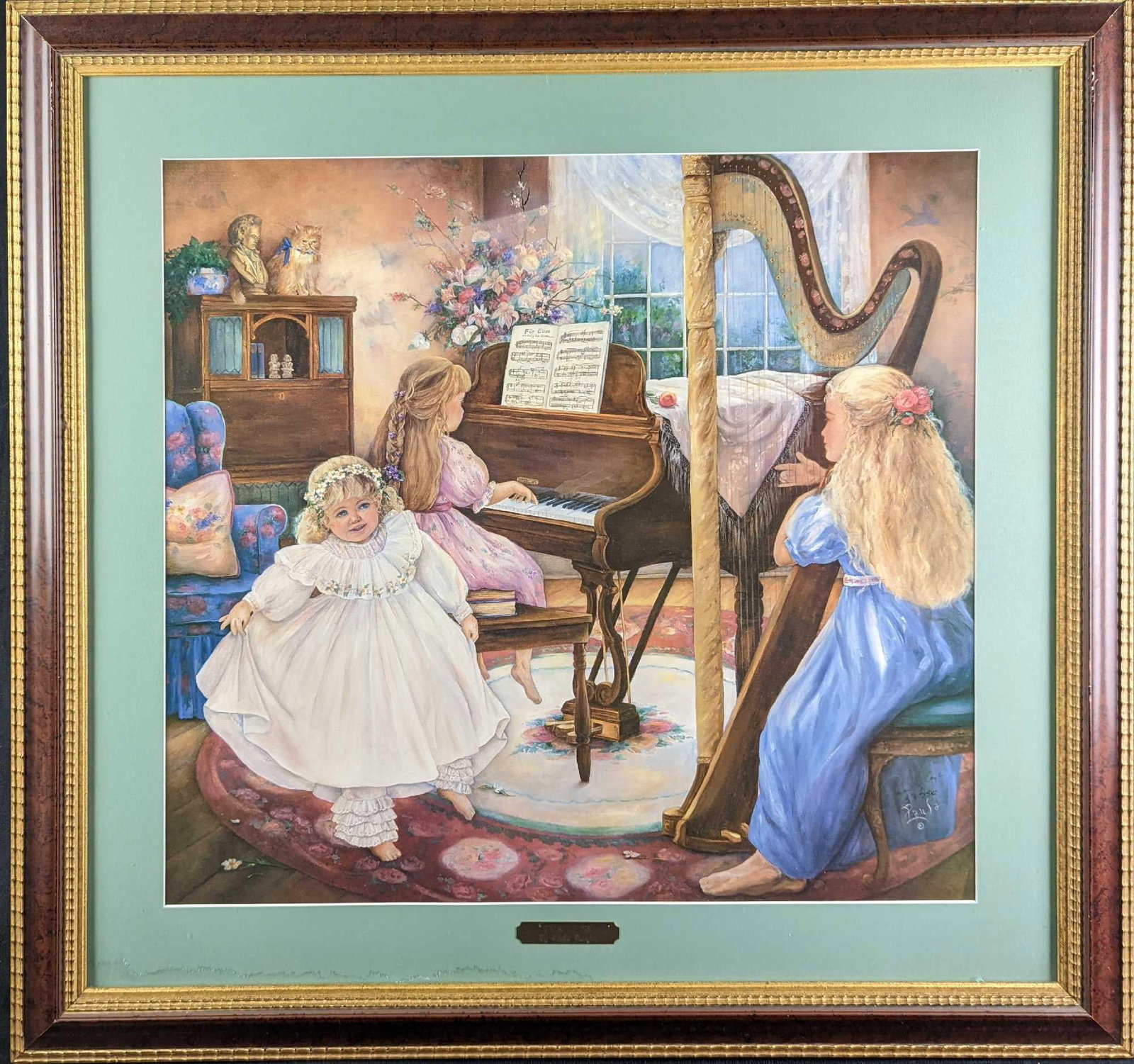 Framed LE Paula Vaughan Fur Elise Print: Framed Limited Edition "Fur Elise" print by Paula Vaughan. The print is signed and numbered by the artist on the bottom right. This print is #33 out of #750. The framed print is approx 32 5/8" x 