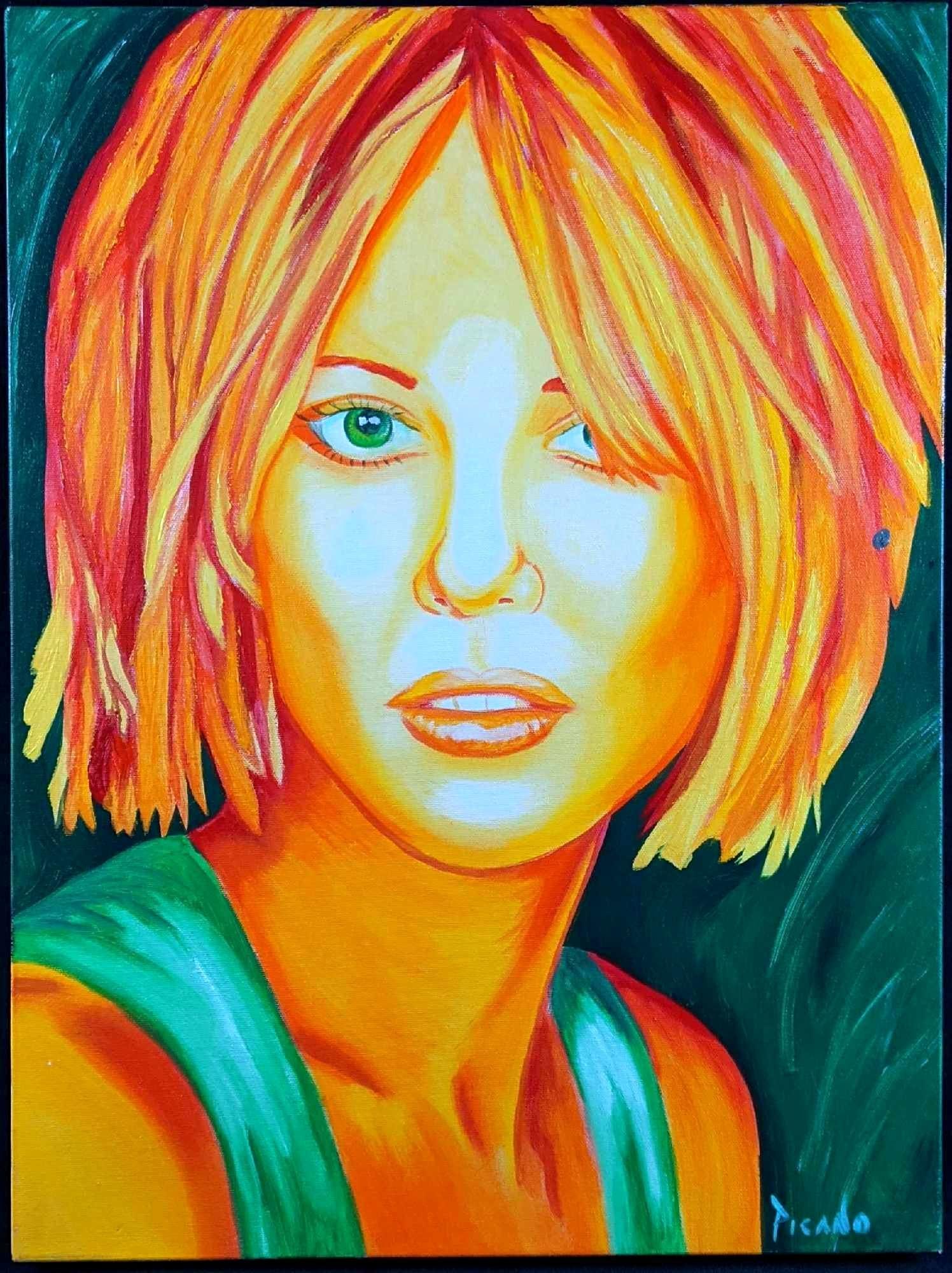 Original Acrylic On Canvas Woman's Face by Picano: Original Acrylic On Canvas Woman's Face by Picano This is an original acrylic on canvas by an artist named Picano. The name of the piece is Fragile on the back of the canvas. This is a beautiful p