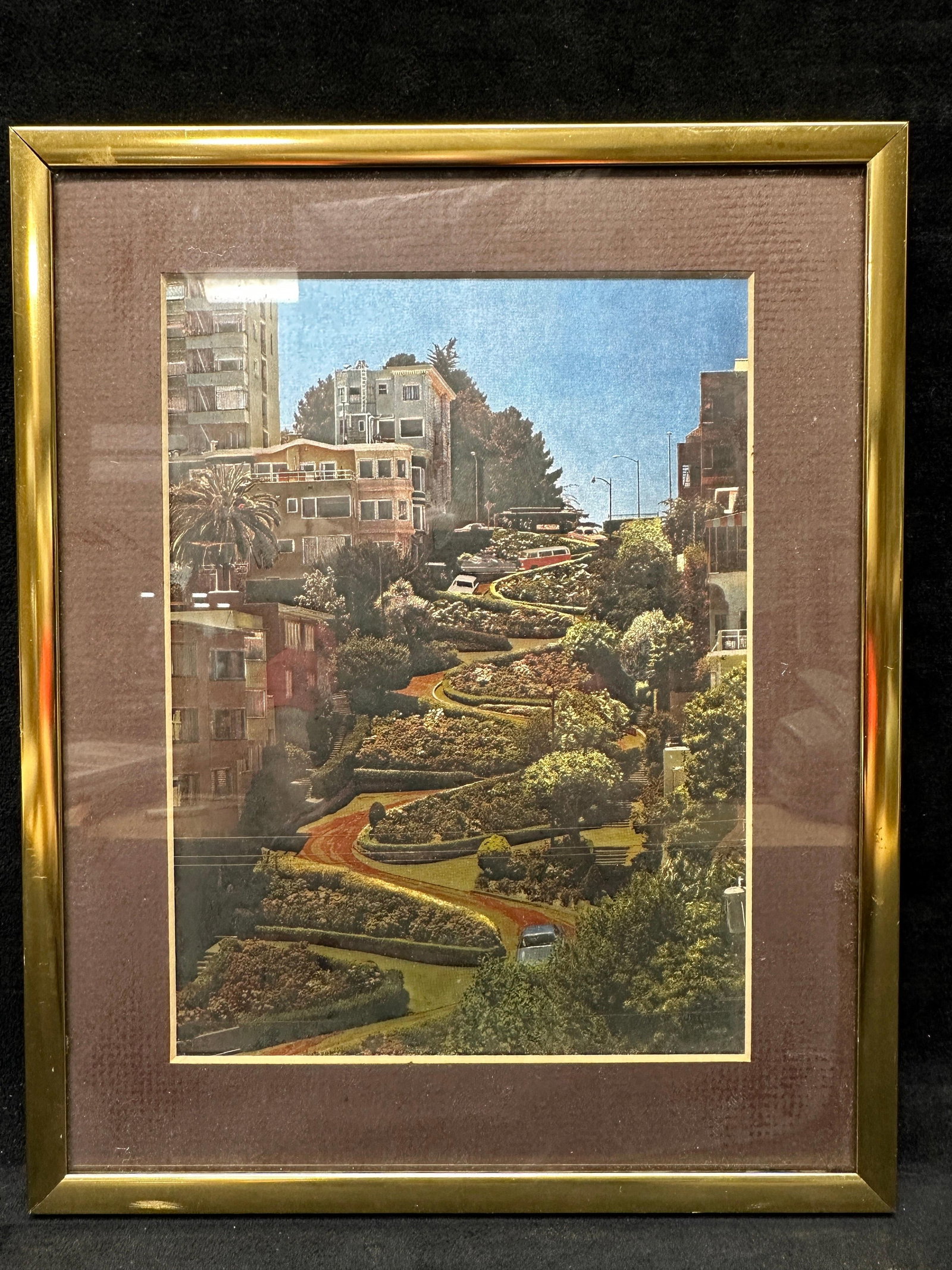 Framed San Francisco Lombard Street Foil Metal Etching Style Art Print (1 of 3)