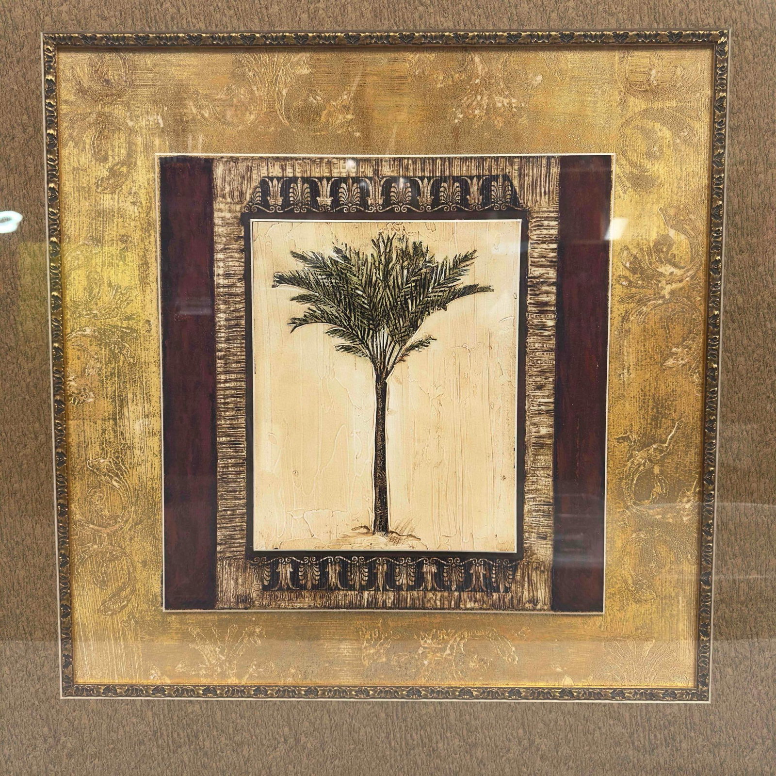Stately Palm Tree Giclee Fine Art Framed Print by Mindeli Ornate Frame: Stately Palm Tree Giclee Fine Art Framed Print by Mindeli Ornate Frame. This item is in good pre-owned, previously displayed condition with light wear, and surface scratches. Please reference all