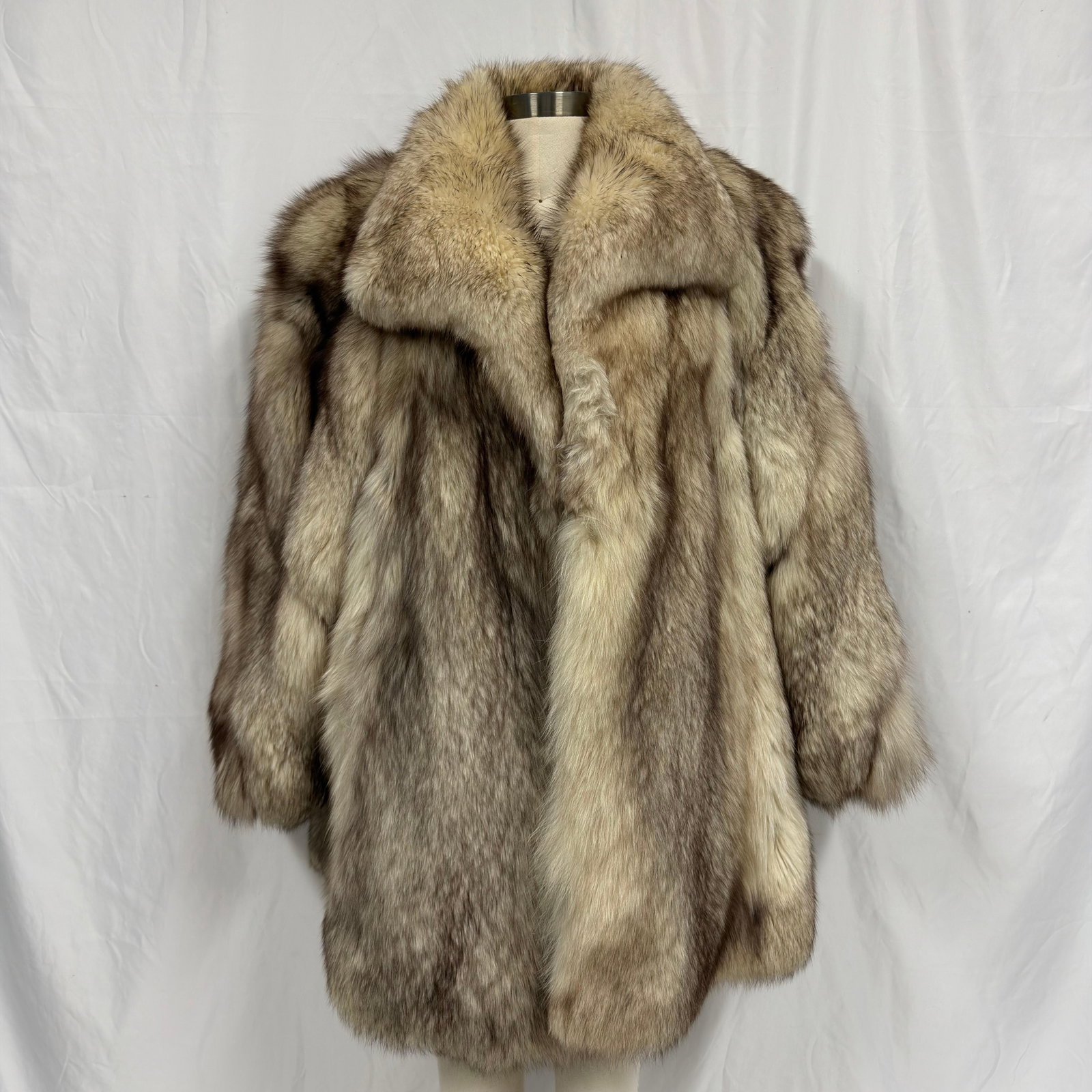 Gray White Fox Fur Collar Coat Jacket (1 of 5)