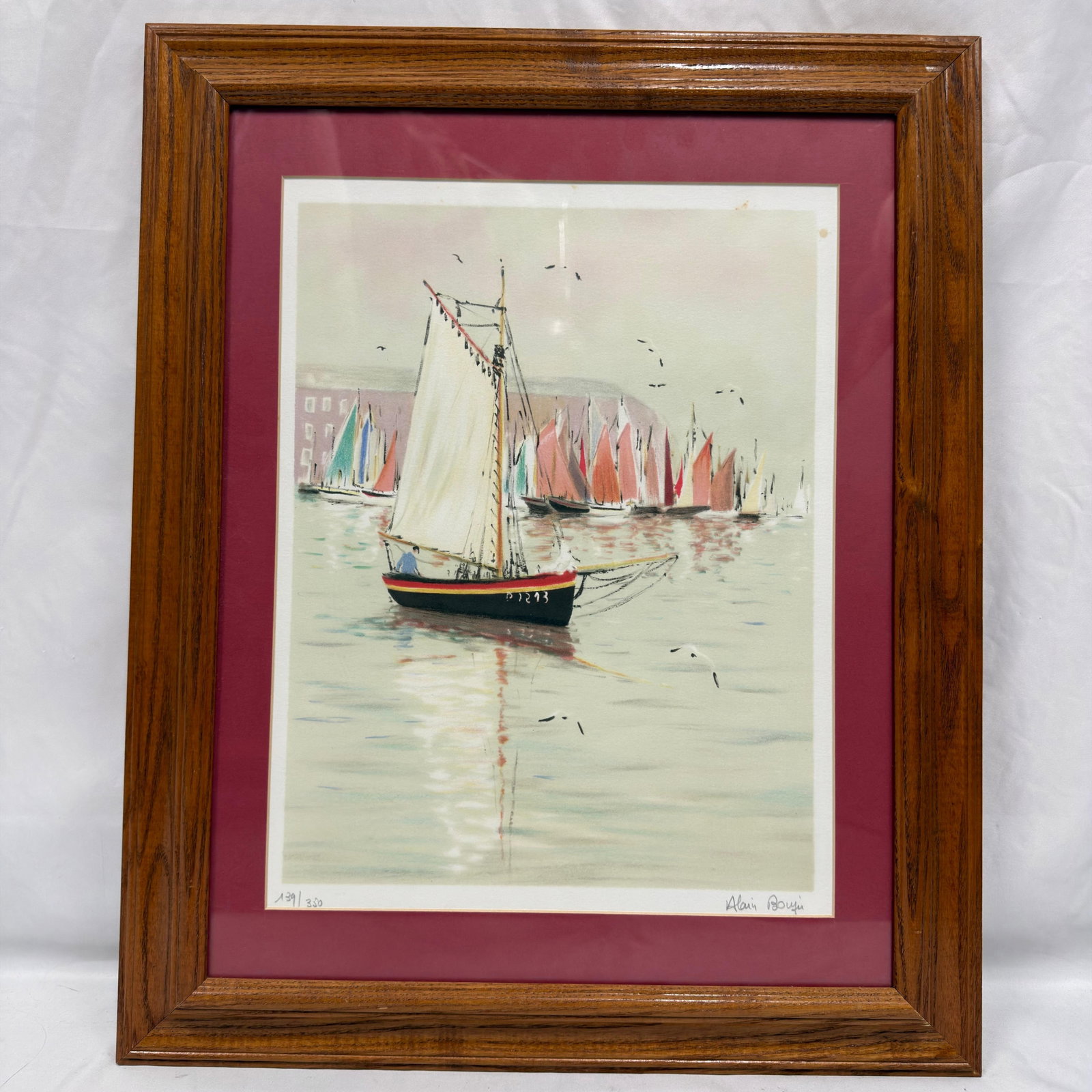 Alain Bouju Art Print Framed Signed and Numbered: Signed and numbered in pencil by the artist. Good pre-owned condition with light wear to the frame and backing consistent with age and display, minor imperfections, and color toning. Previously displa