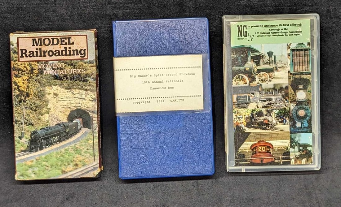 Model Railroading Gauge Convention Dynamite Run VHS Tapes: Model Railroading Gauge Convention Dynamite Run VHS Tapes. This lot includes: (1) Model Railroading - Moving Miniatures. This was released by Mntex Entertainment in 1990. 30 Mins. This is approx 4 1/4