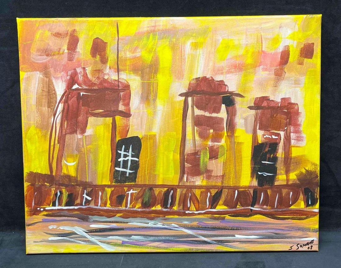 Original Abstract On Canvas By Summers (2) R72: This lot contains a Original Abstract On Canvas By Summers (2) R72. It is approx 20" x 3/4" x 16". Total weight is 0.8lbs. Overall the Abstract Painting is in good used condition with no noticeab