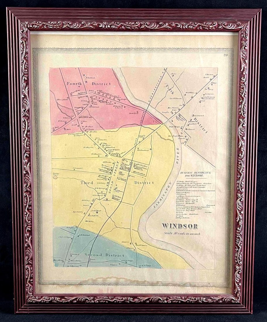 Vintage Framed Map of Windsor, Connecticut (1 of 5)