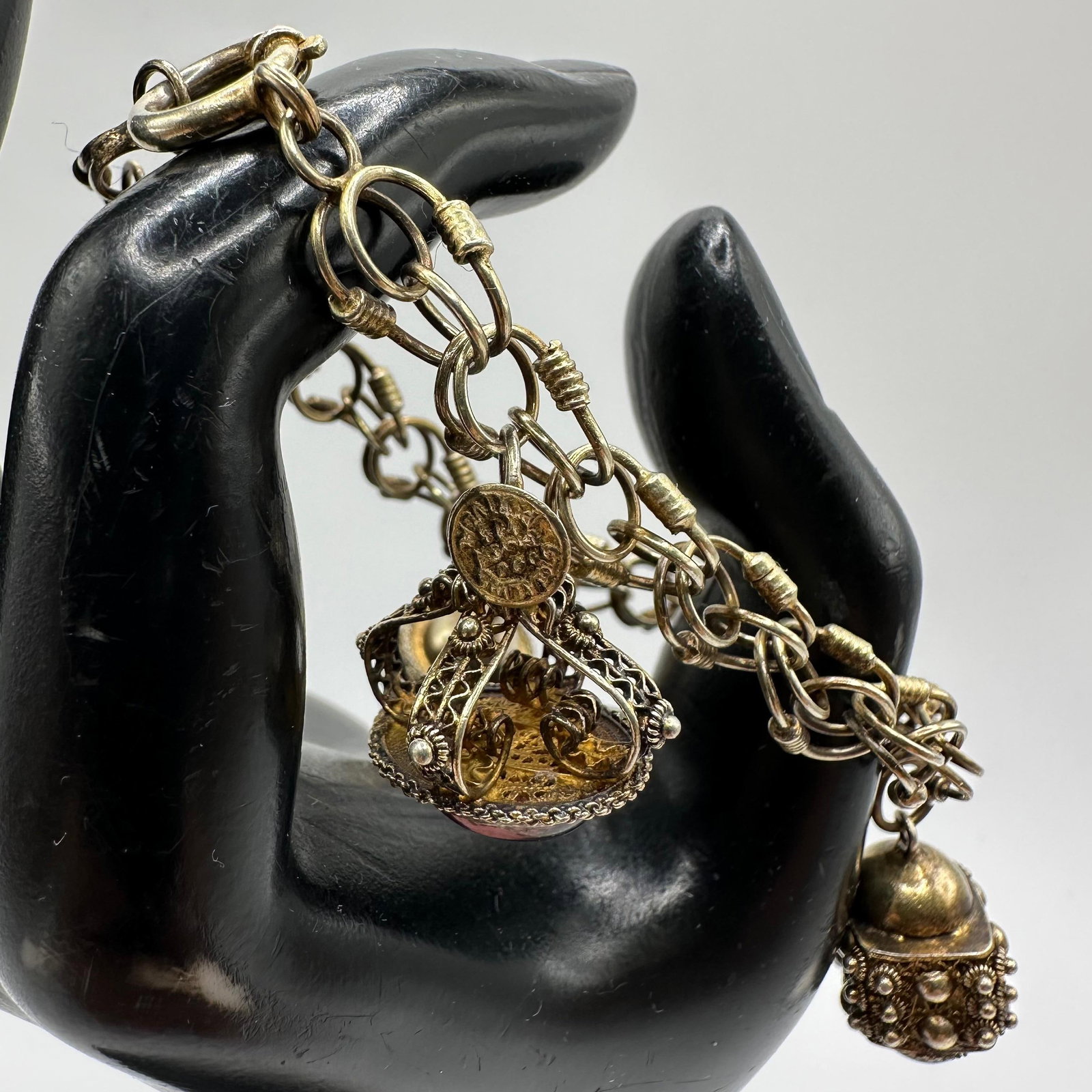 Vermeil Gold Plated Sterling Ornate Filigree Bracelet M81: This item is in good pre-owned, previously used/displayed condition with noticeable light wear and surface scratches. Please reference all photos for full details. This piece of jewelry has been teste