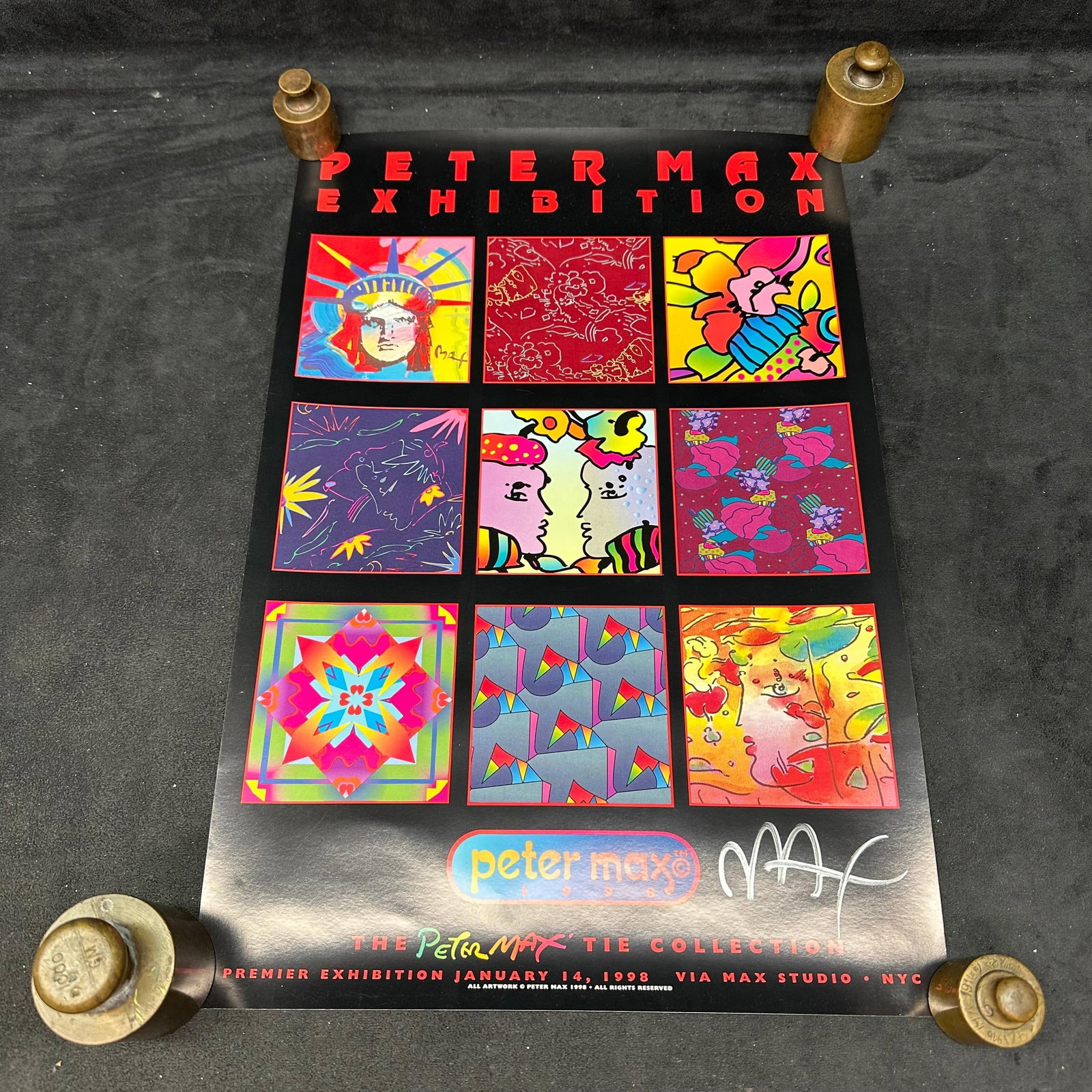 Peter Max Exhibition 1998 Tie Collection Lithograph Signed in Silver Marker (1 of 6)