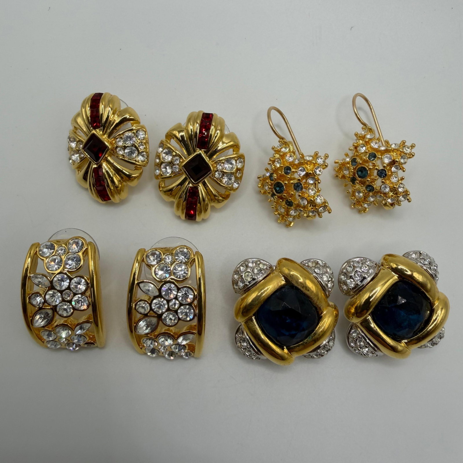 Rhinestone and Crystal Accent Nolan Miller Designer Earrings Four Pairs HG31 (1 of 10)