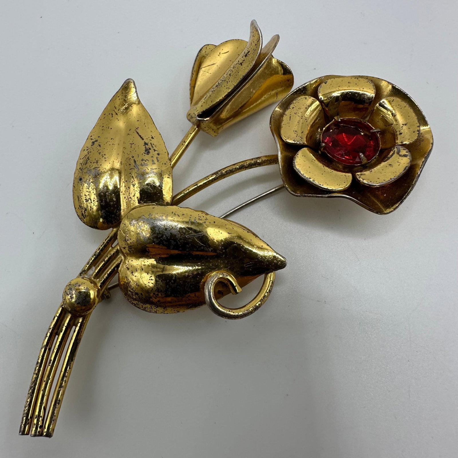 Vermeil Gold-Plated Sterling Floral Bouquet Brooch Q44: This item is in good pre-owned, previously used/displayed condition with noticeable light wear and surface scratches. Please reference all photos for full details. This piece of jewelry has been teste