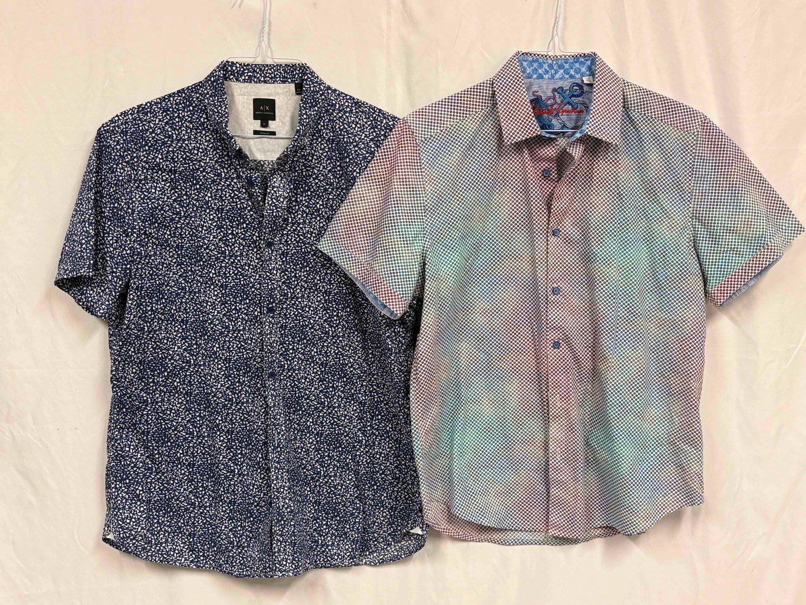 2PC Armani Exchange and Robert Graham Geometric Short Sleeve Mens Dress Shirt Bundle (1 of 9)