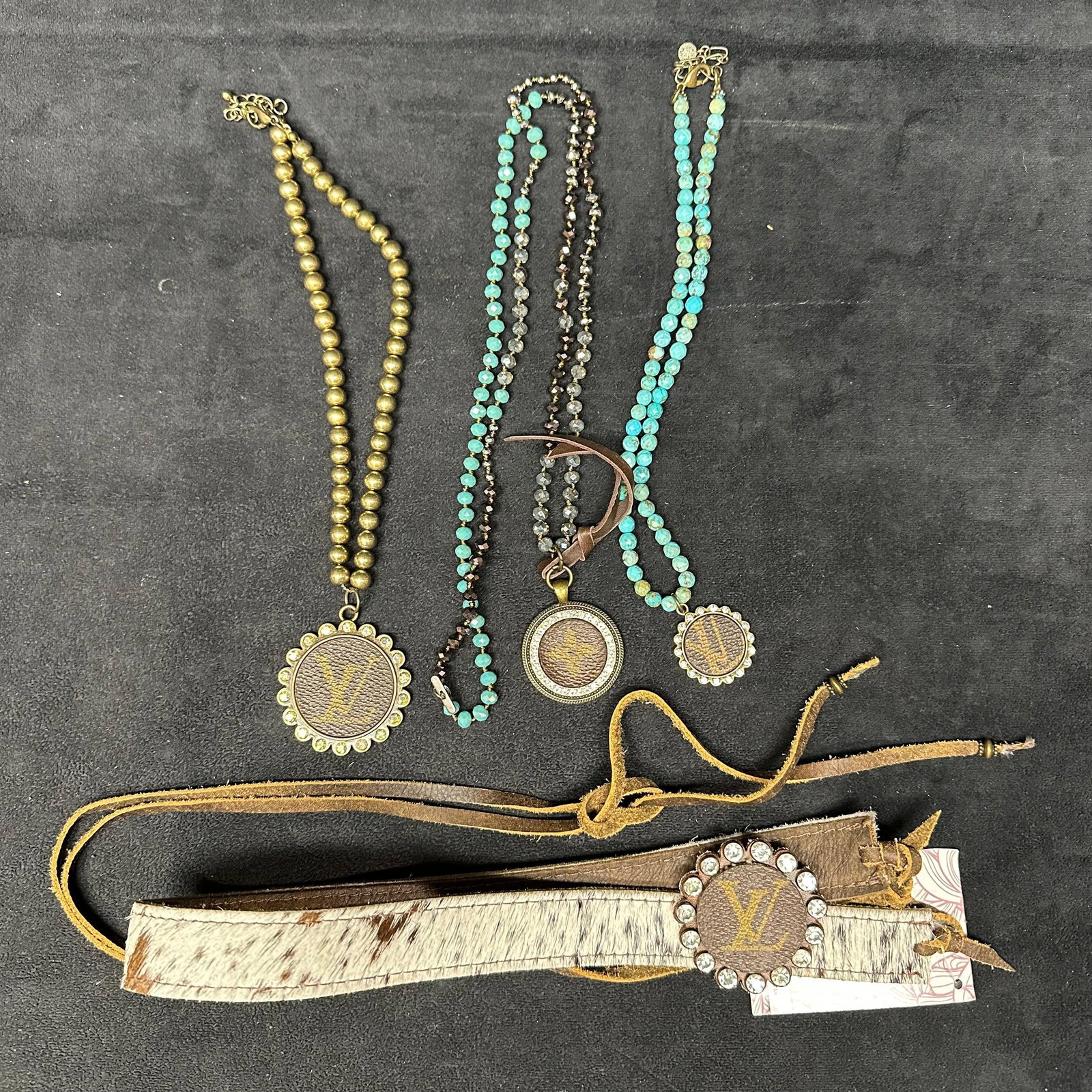 Western Style LV Monogram Inspired Necklace and Belt Lot (1 of 6)