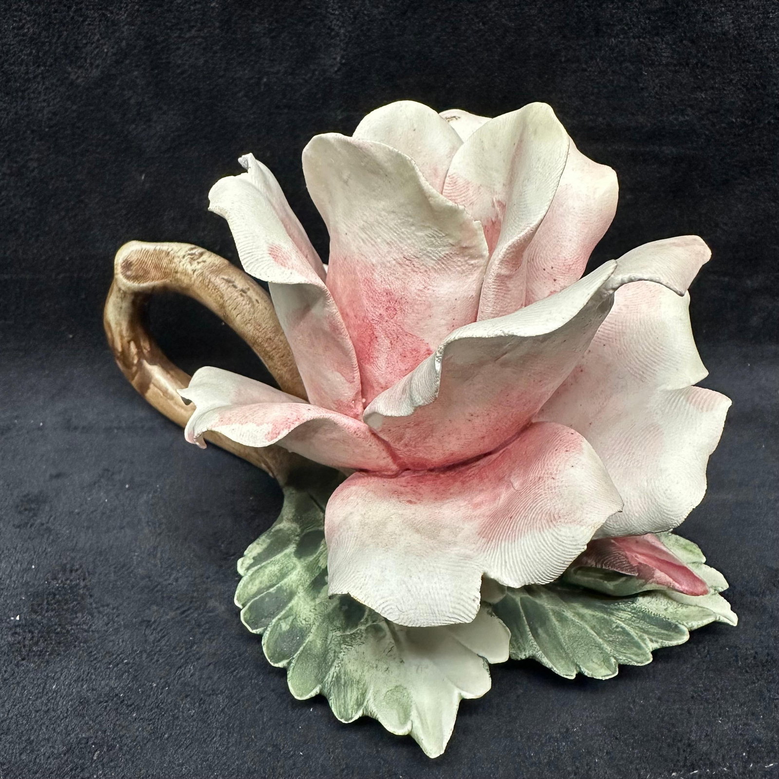 Capodimonte Style Porcelain Flower Teacup Sculptural Rose Form Italy (1 of 5)