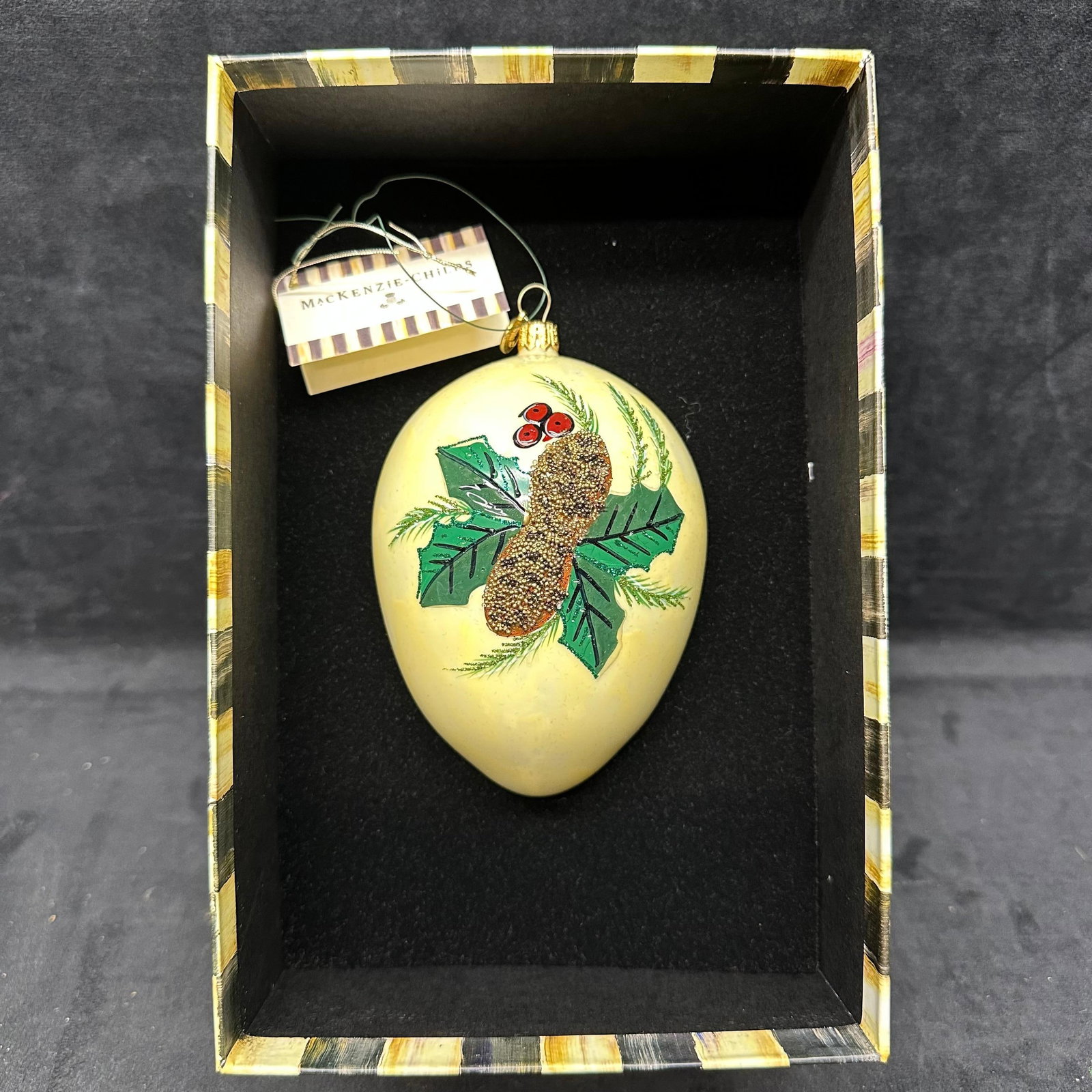 Mackenzie-Childs Holiday Pinecone Ornament Courtly Check Christmas (1 of 5)