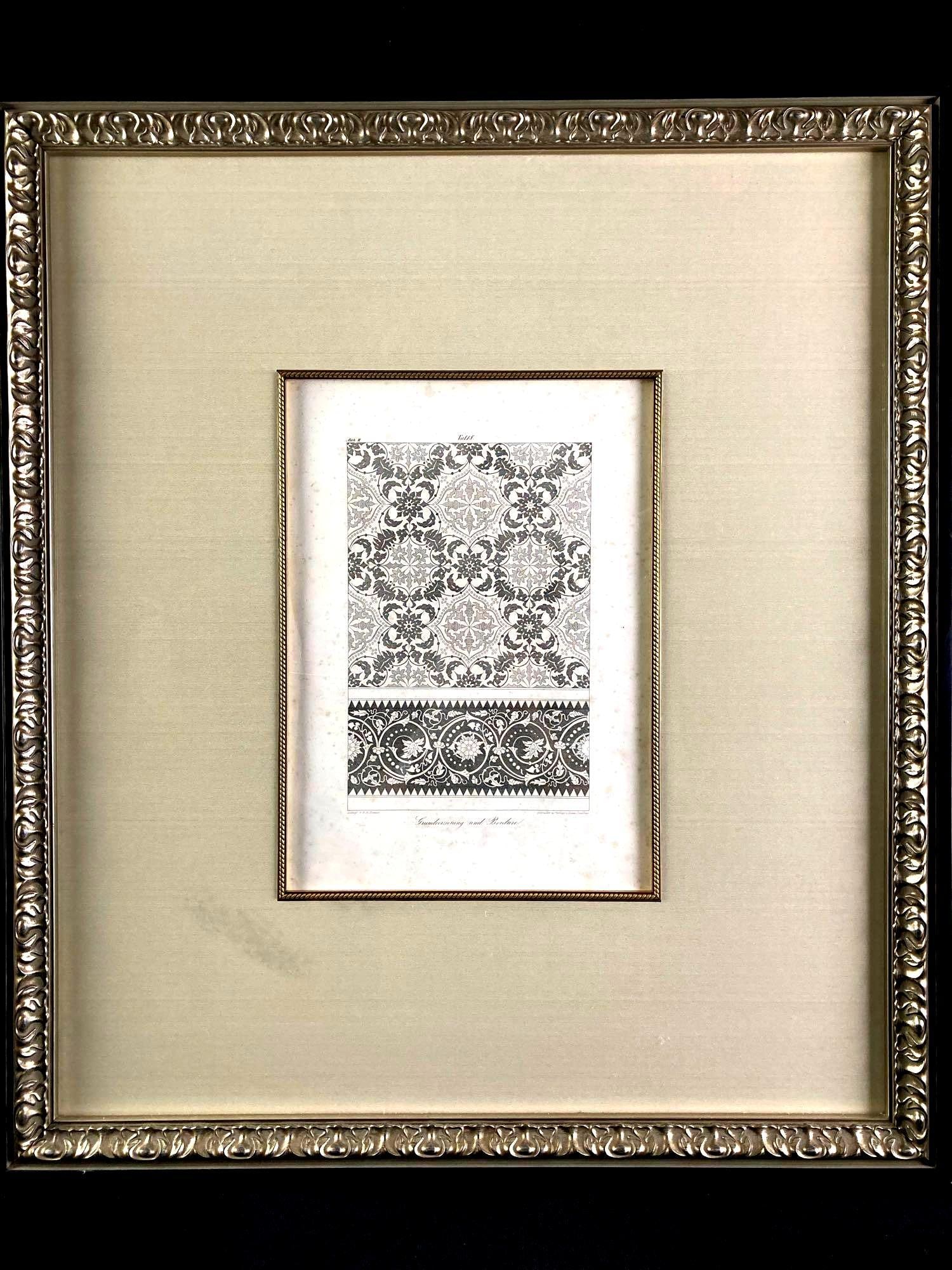 Lithograph "Ground Decoration and Bordure" by Louis Zoellner: This lot includes: (1) Lithograph "Ground Decoration and Brodure" by Louis Zoellner Condition is used and see photographs for additional details. The lithograph is professionally framed and