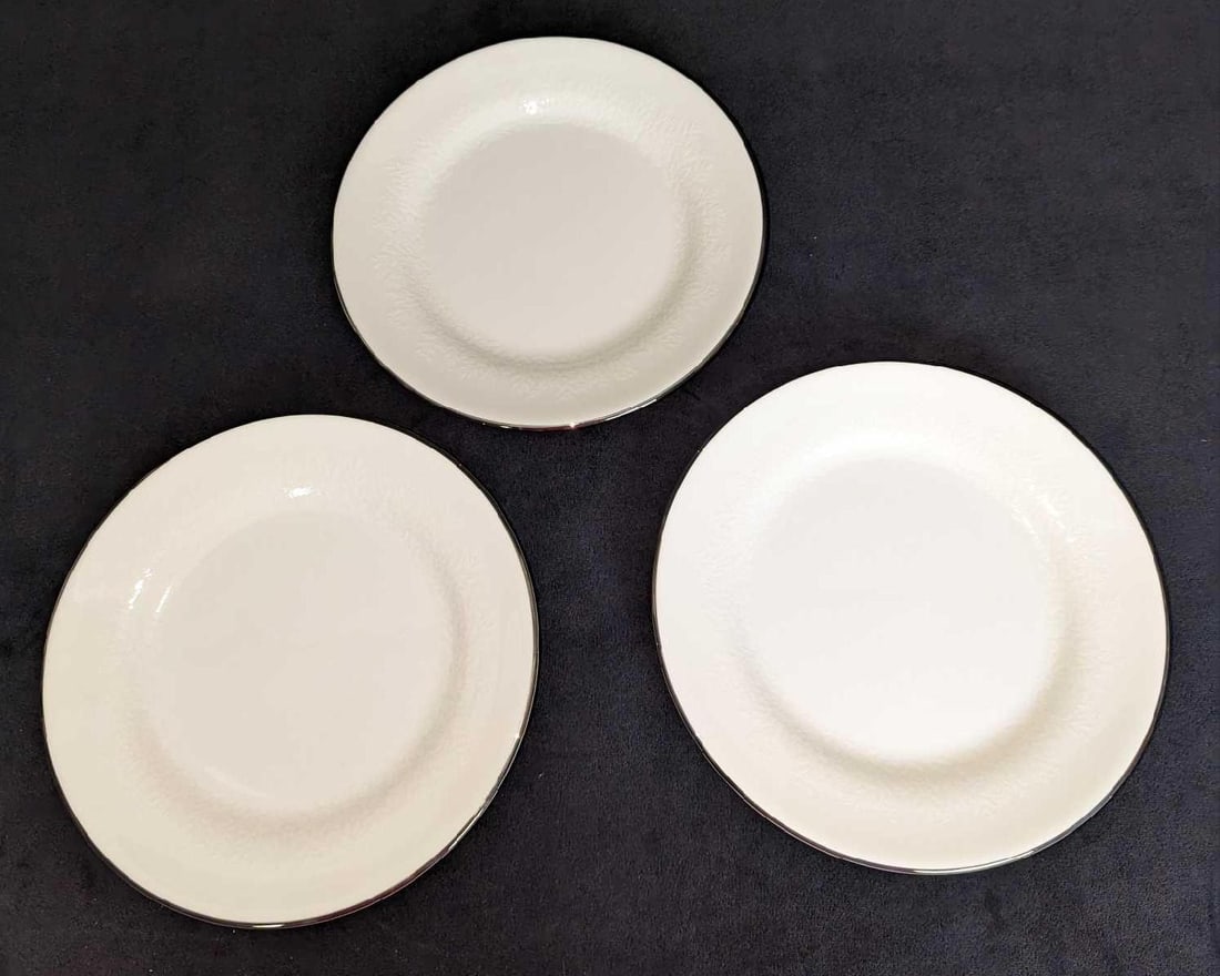 3 Wedgwood China Silver Ermine Salad Plates C