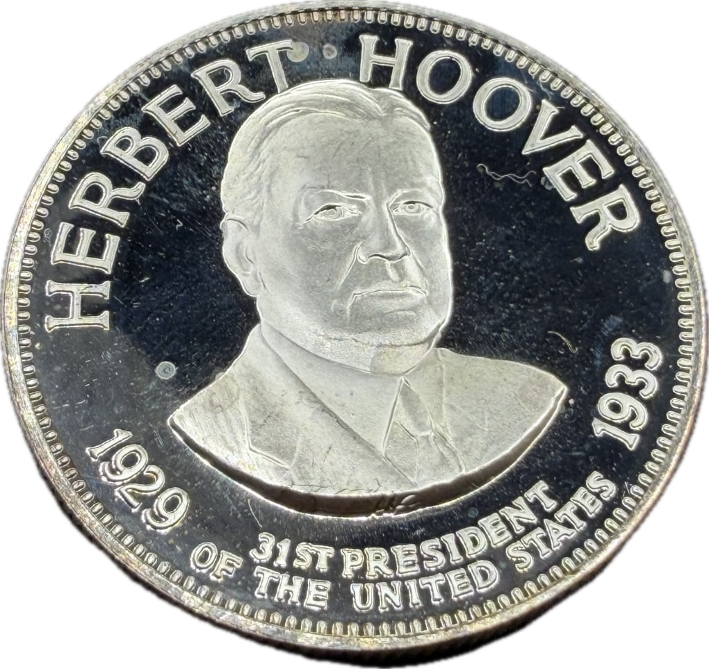 Herbert Hoover Sterling Silver Presidential Coin: These coins have been tested and researched to the best of our ability prior to listing. Please view photos, as they are a part of the condition. DETAILS: Metal - .925 Sterling Silver Tested - Yes Siz