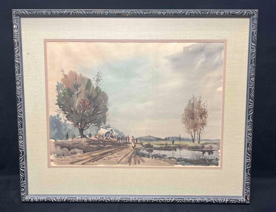 Framed Original Watercolor By J. Vilallonpa (R72)