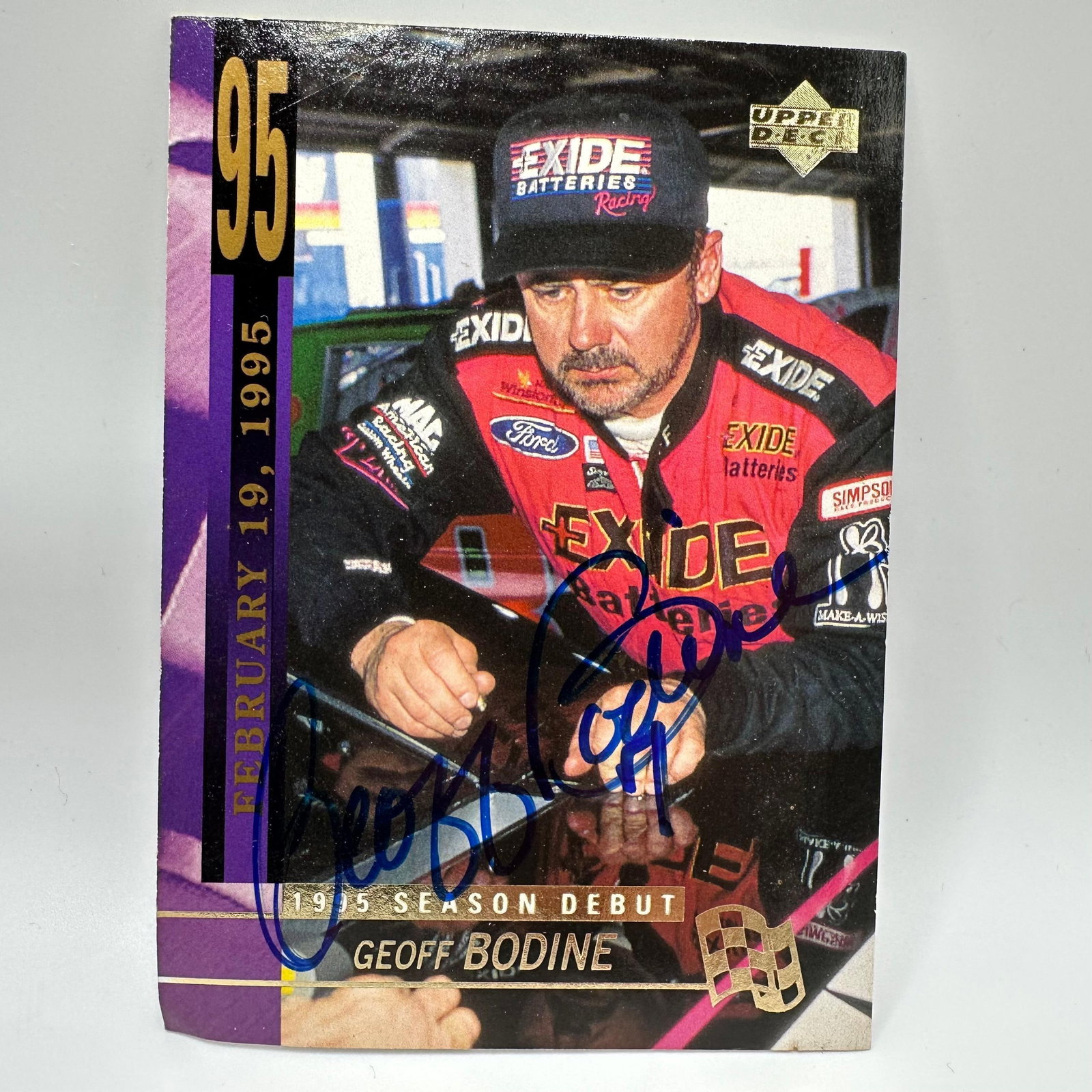 Geoff Bodine Upper Deck Signed NASCAR Card 95 Autograph