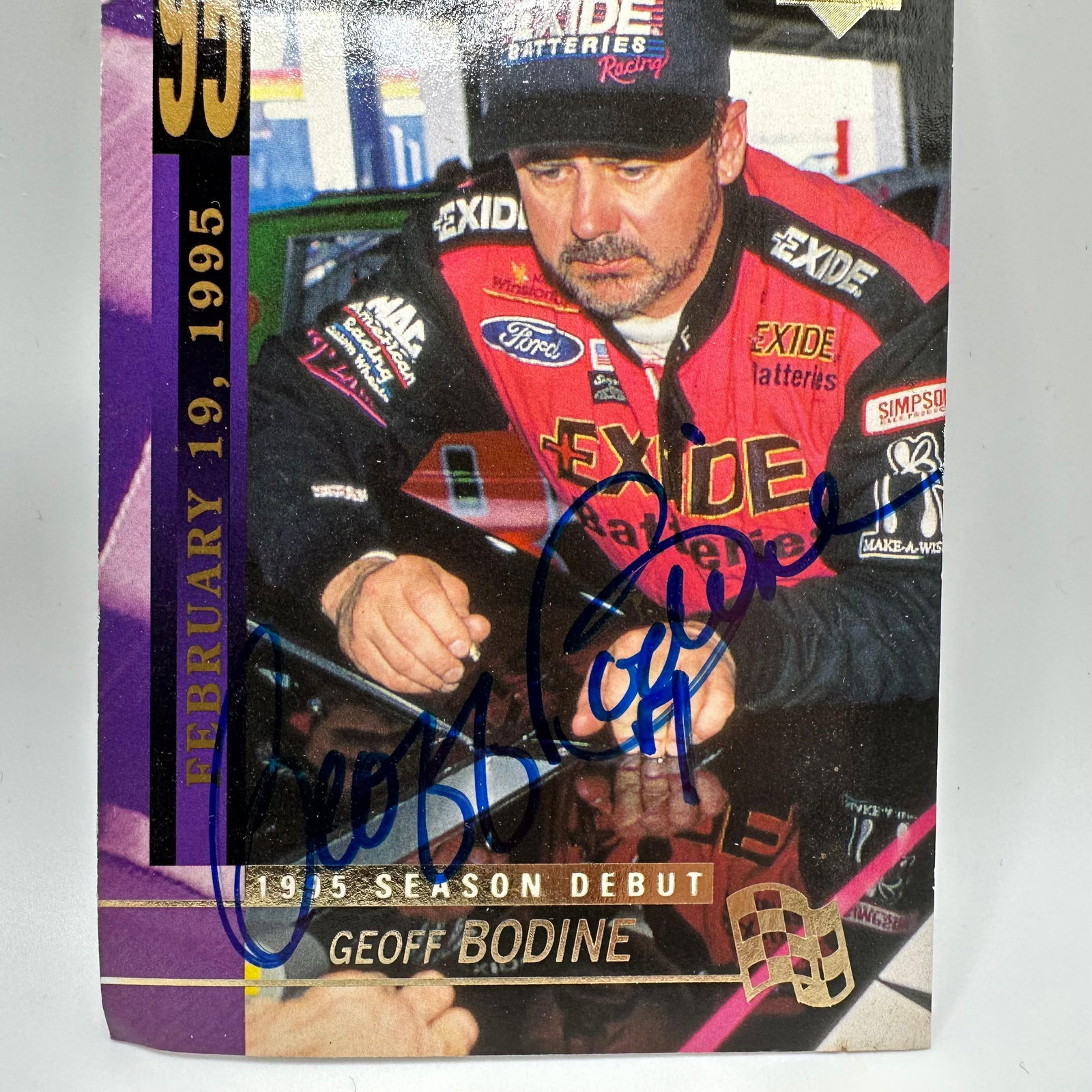 Geoff Bodine Upper Deck Signed NASCAR Card 95 Autograph - 2