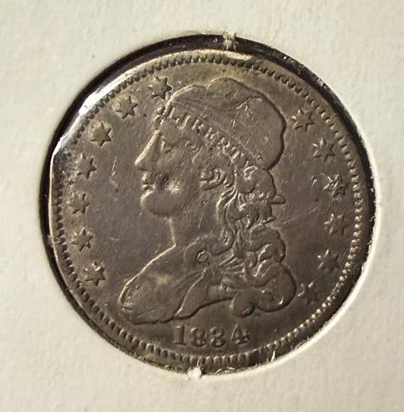 1834 US Silver Quarter Capped Bust: These coins have been tested and researched to the best of our ability prior to listing. Please view photos, as they are a part of the condition. DETAILS: Metal - .900 Silver Tested - Yes Si