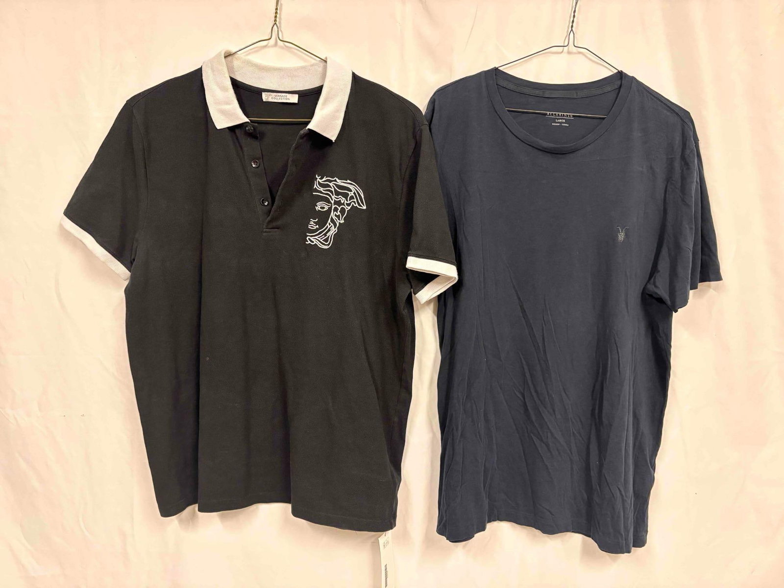 2PC Gianni Versace and All Saints Mens Black and White Shirt Bundle